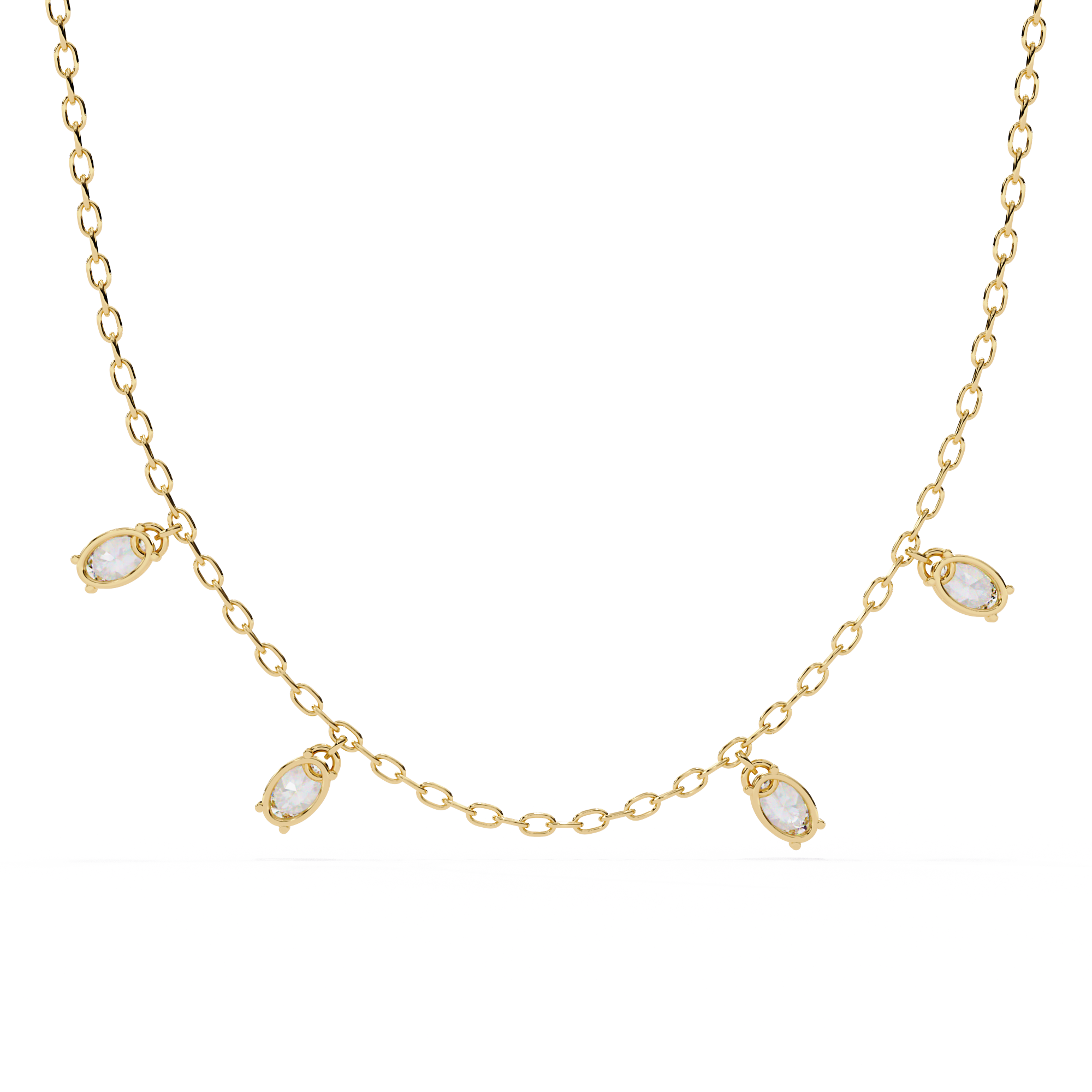 Solitairekart 1.45ct Four Bezel Set Oval Cut Lab Grown Diamond Necklace