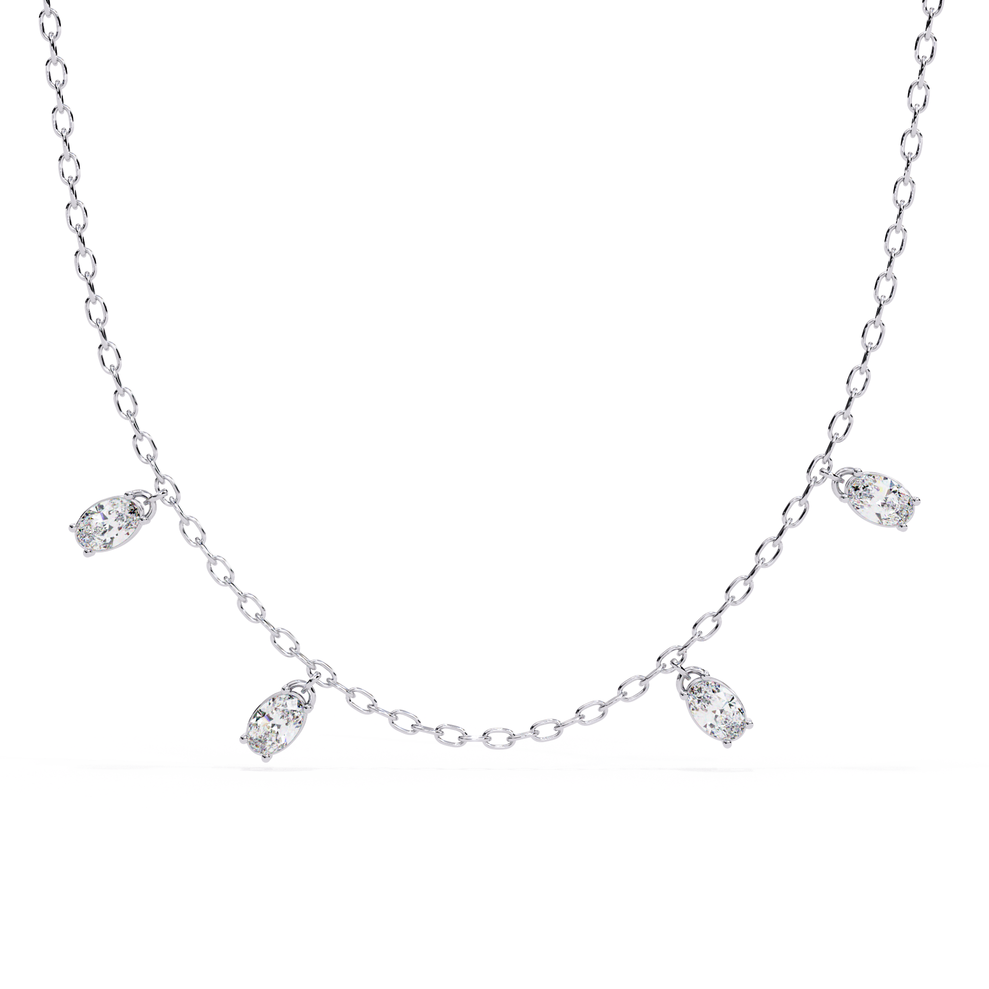 Solitairekart 1.45ct Four Bezel Set Oval Cut Lab Grown Diamond Necklace