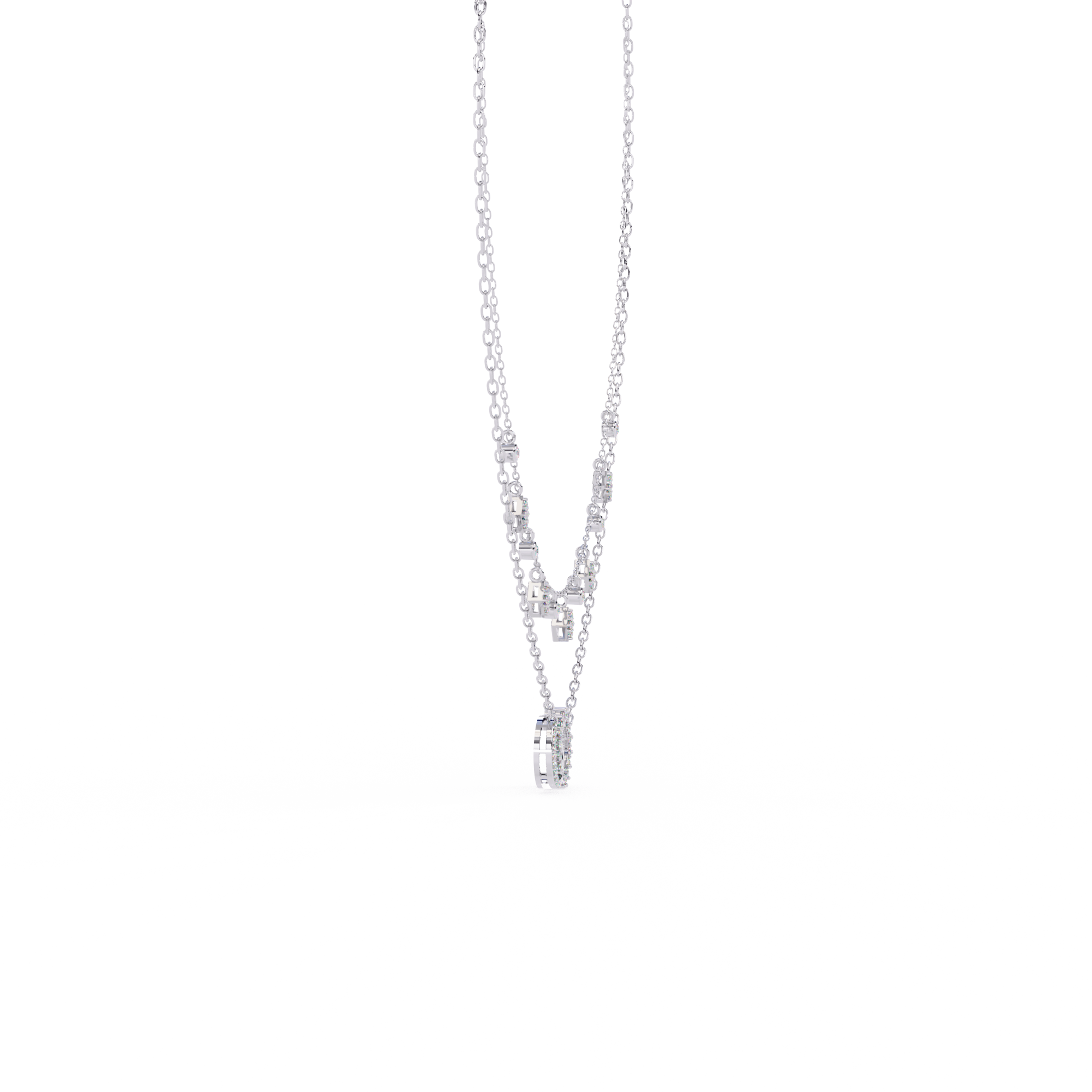 Solitairekart 0.28ct Double Chain Diamond Dangle Necklace-HI Color, VS-SI Clarity