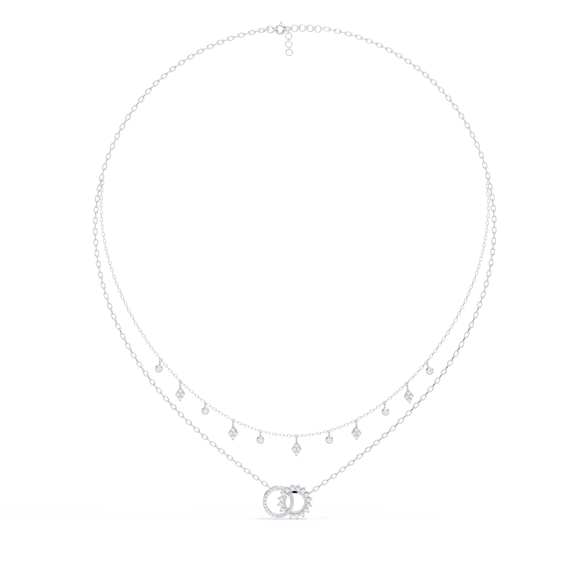 Solitairekart 0.28ct Double Chain Diamond Dangle Necklace-HI Color, VS-SI Clarity