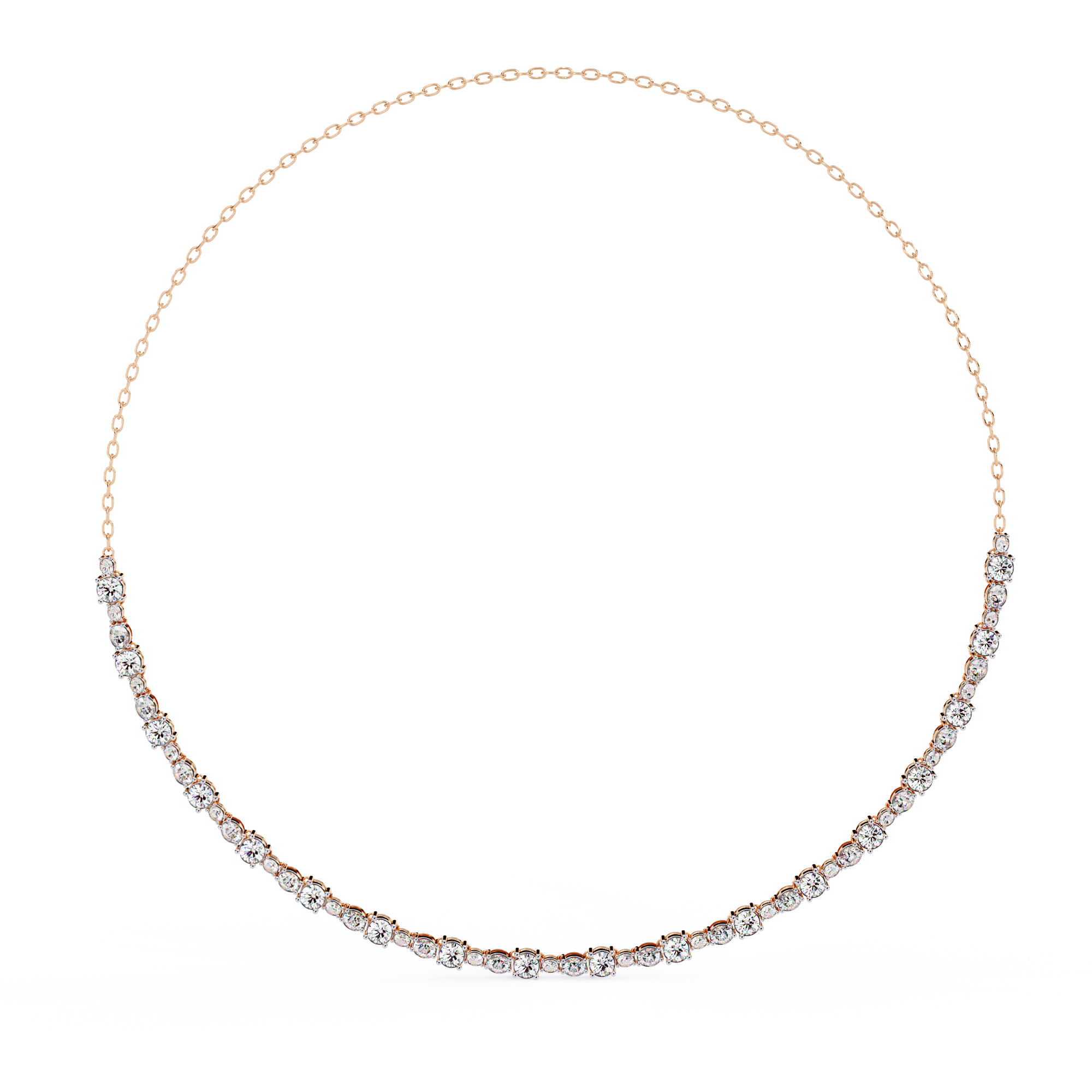 Solitairekart 3.25ct Graduated Natural Diamond Tennis Necklace-HI Color, VS-SI Clarity | SOLITAIREKART