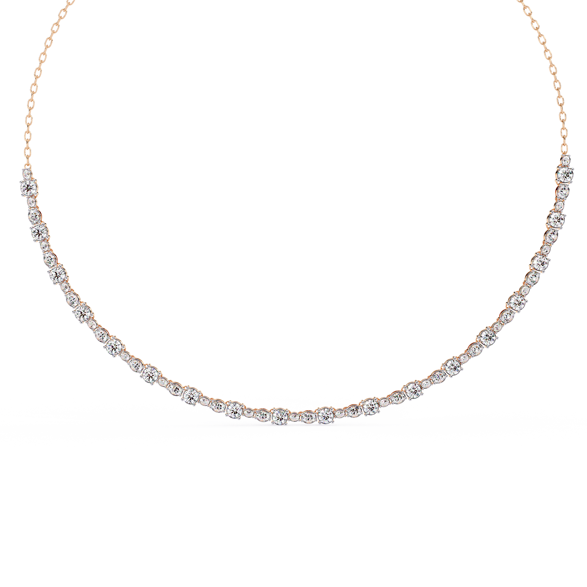 Solitairekart 3.25ct Graduated Lab Diamond Tennis Necklace