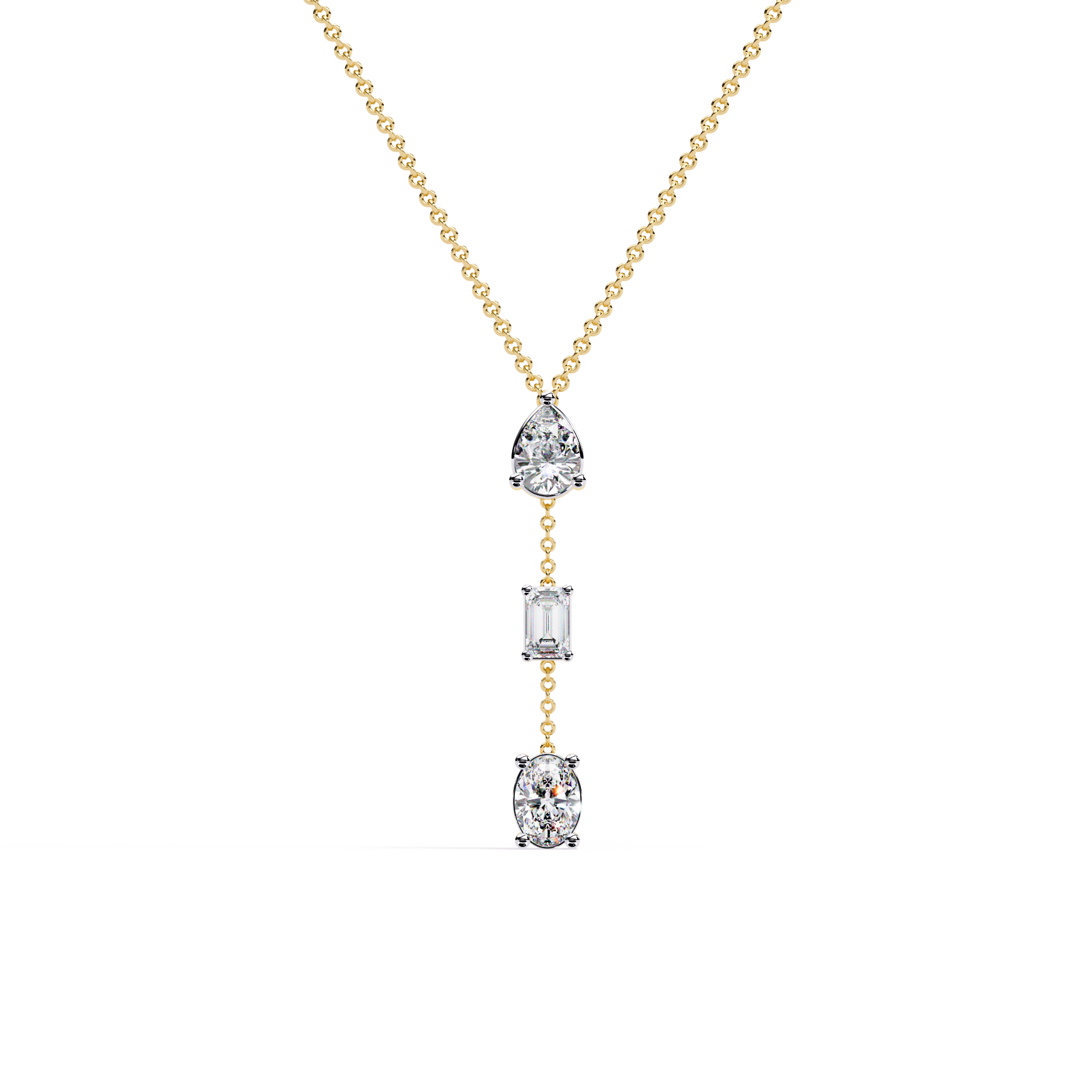 Solitairekart 1.54ct Triad Natural Diamond Y-Pendant-H Color, VS1 Clarity | SOLITAIREKART