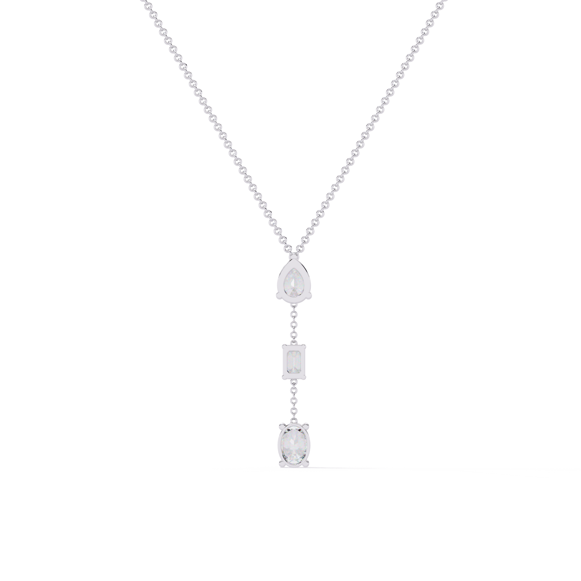 Solitairekart 1.54ct Triad Natural Diamond Y-Pendant-H Color, VS1 Clarity | SOLITAIREKART