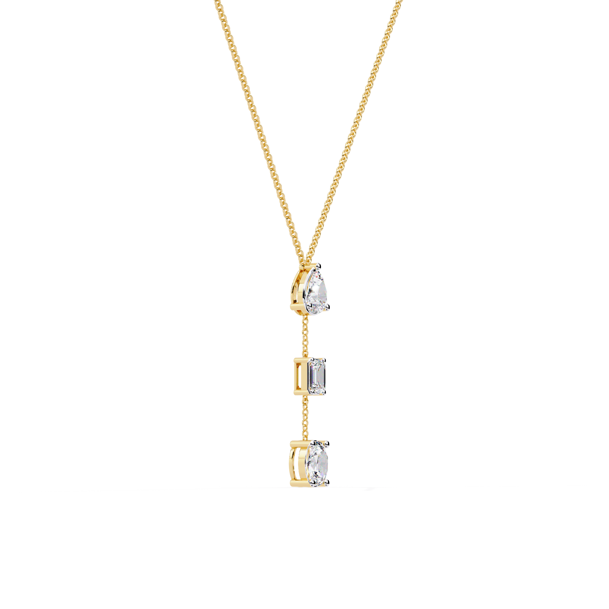 Solitairekart 1.54ct Triad Natural Diamond Y-Pendant-H Color, VS1 Clarity | SOLITAIREKART