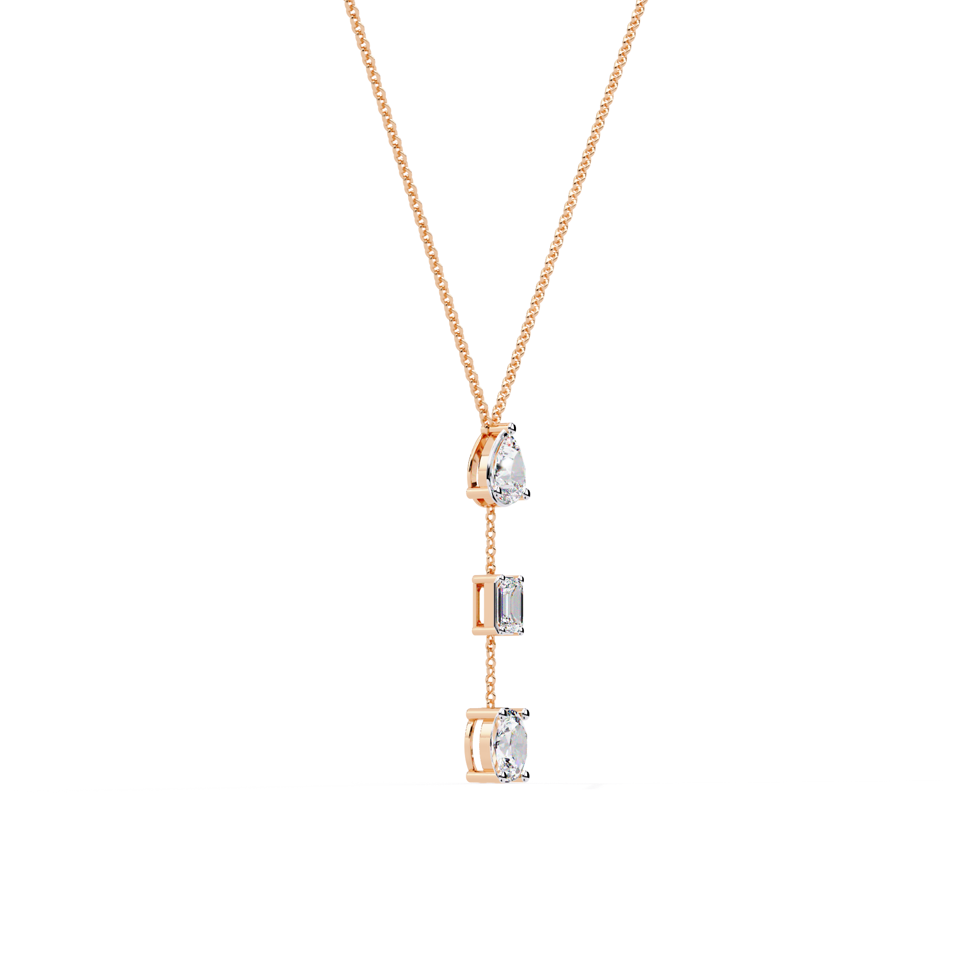 Solitairekart 1.54ct Triad Natural Diamond Y-Pendant-H Color, VS1 Clarity | SOLITAIREKART