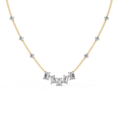 Solitairekart 3.28ct Emerald Cascade Natural Diamond Necklace - EF Color, VS Clarity