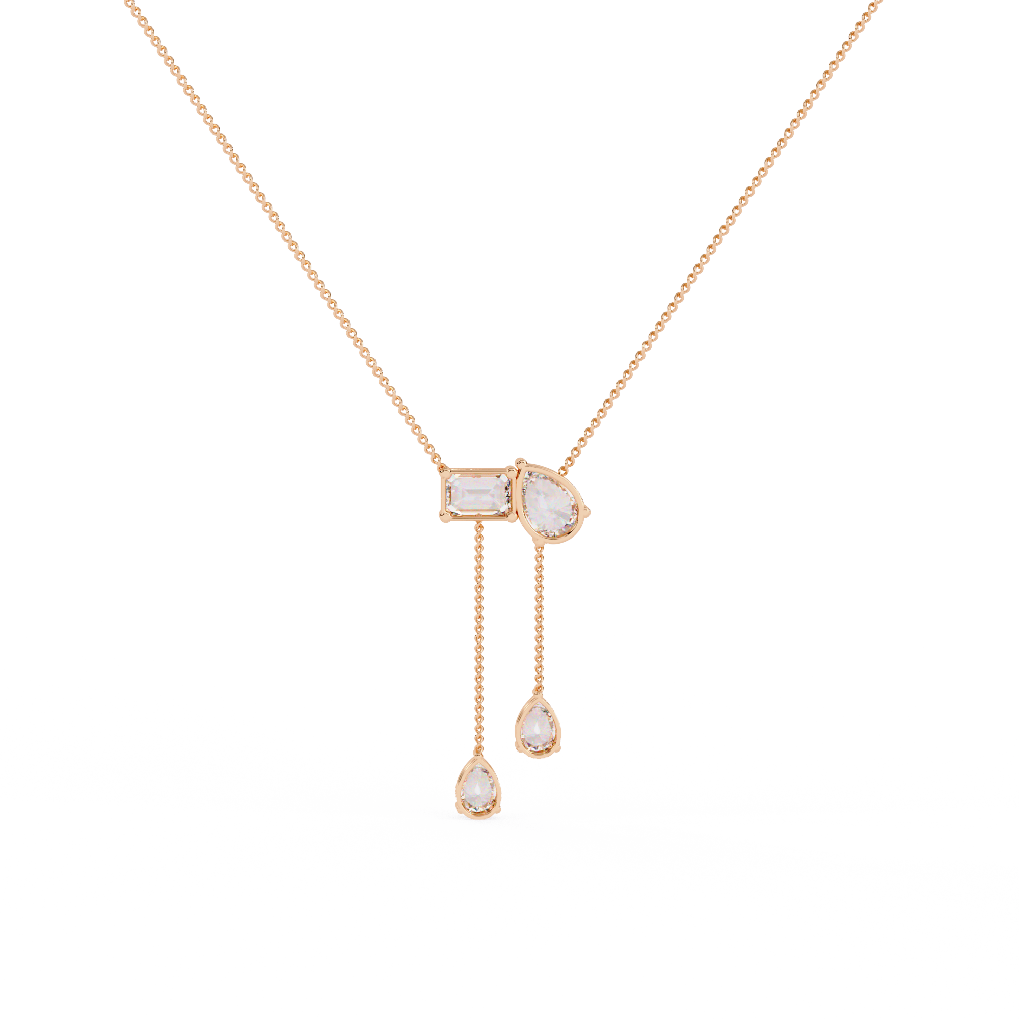 Solitairekart 1.59ct Pear and Emerald Cut Lab Grown Diamond Pendant