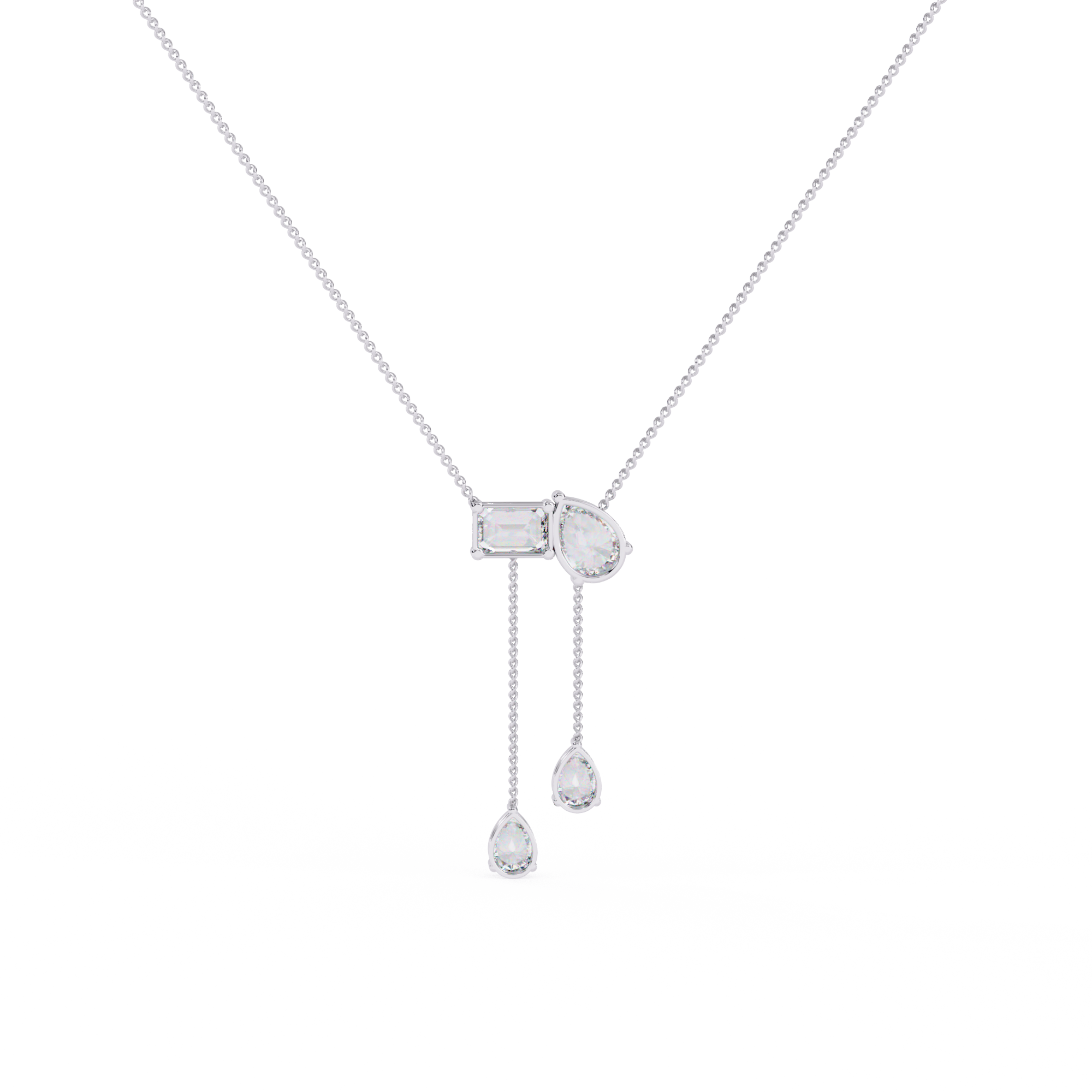 Solitairekart 1.59ct Pear and Emerald Cut Lab Grown Diamond Pendant