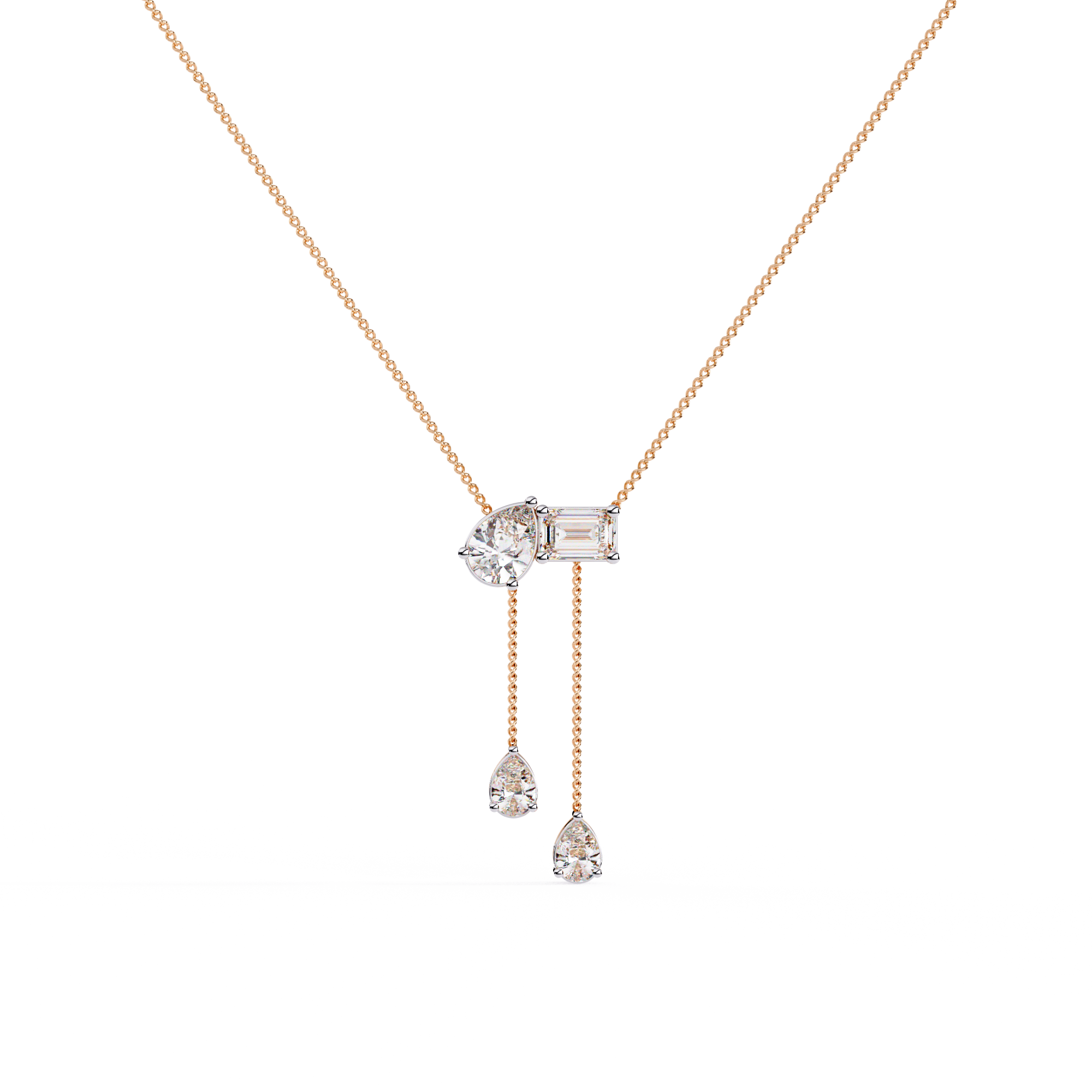 Solitairekart 1.59ct Pear and Emerald Cut Lab Grown Diamond Pendant
