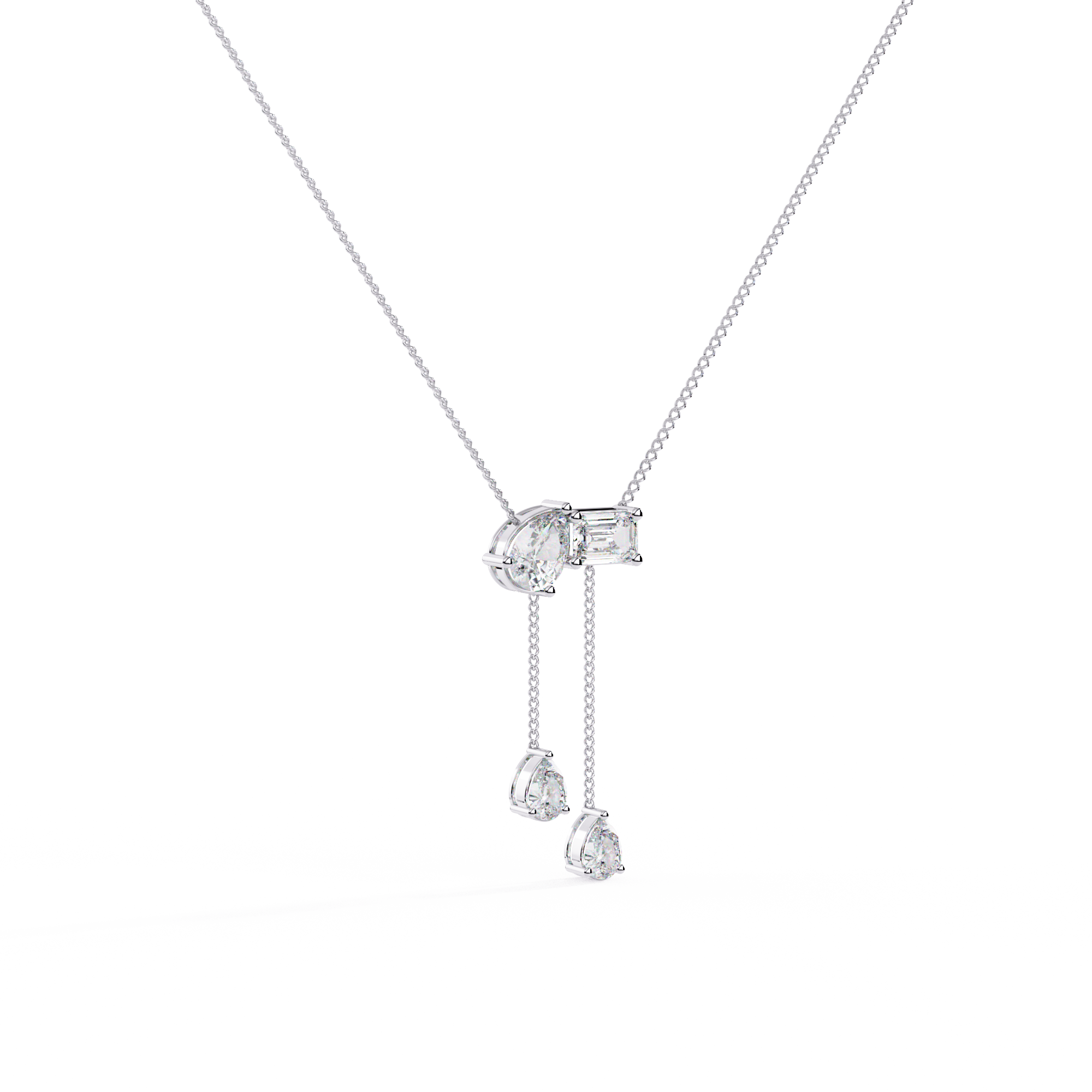 Solitairekart 1.59ct Pear and Emerald Cut Lab Grown Diamond Pendant