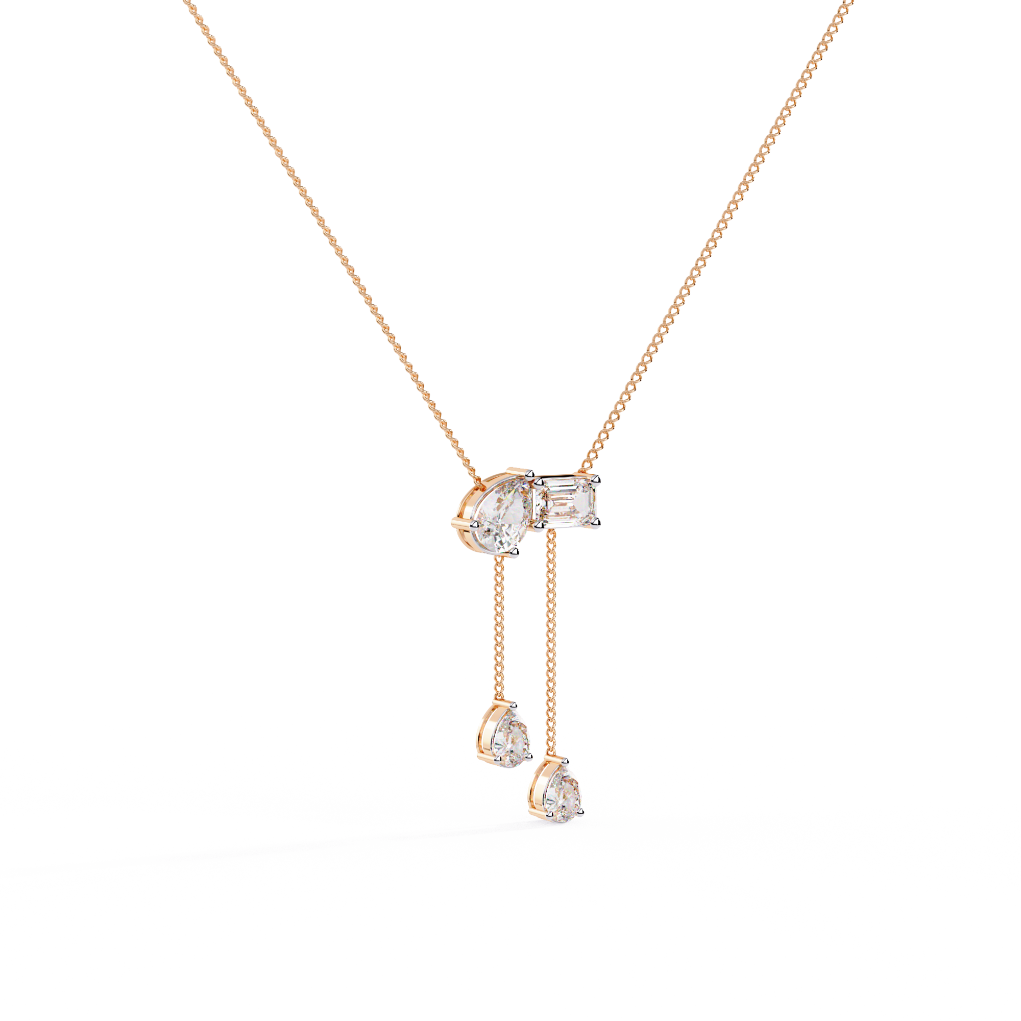 Solitairekart 1.59ct Pear and Emerald Cut Lab Grown Diamond Pendant