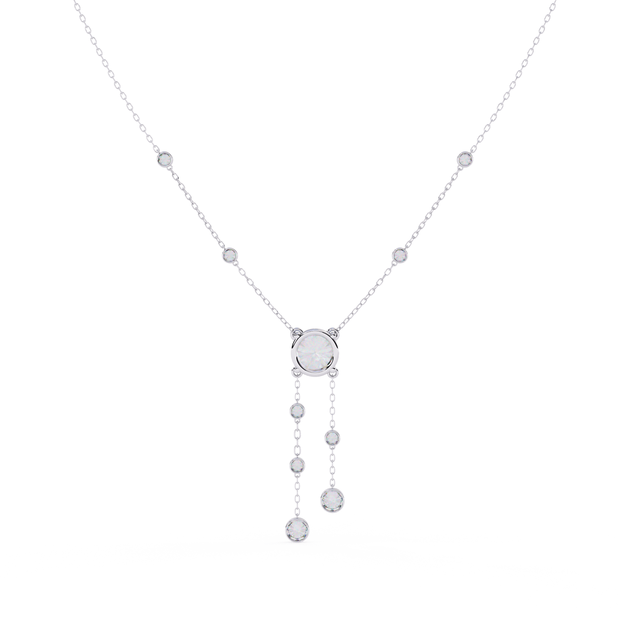 Solitairekart 0.66ct Cascading Natural Diamond Solitaire Necklace-HI Color, VS-SI Clarity