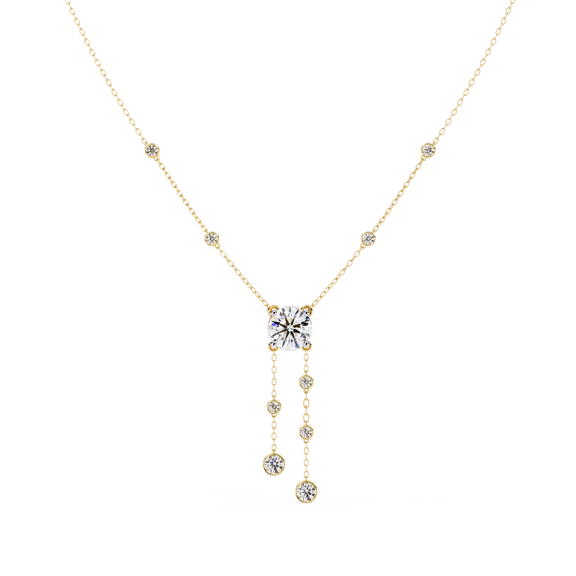Solitairekart 0.66ct Cascading Natural Diamond Solitaire Necklace-HI Color, VS-SI Clarity