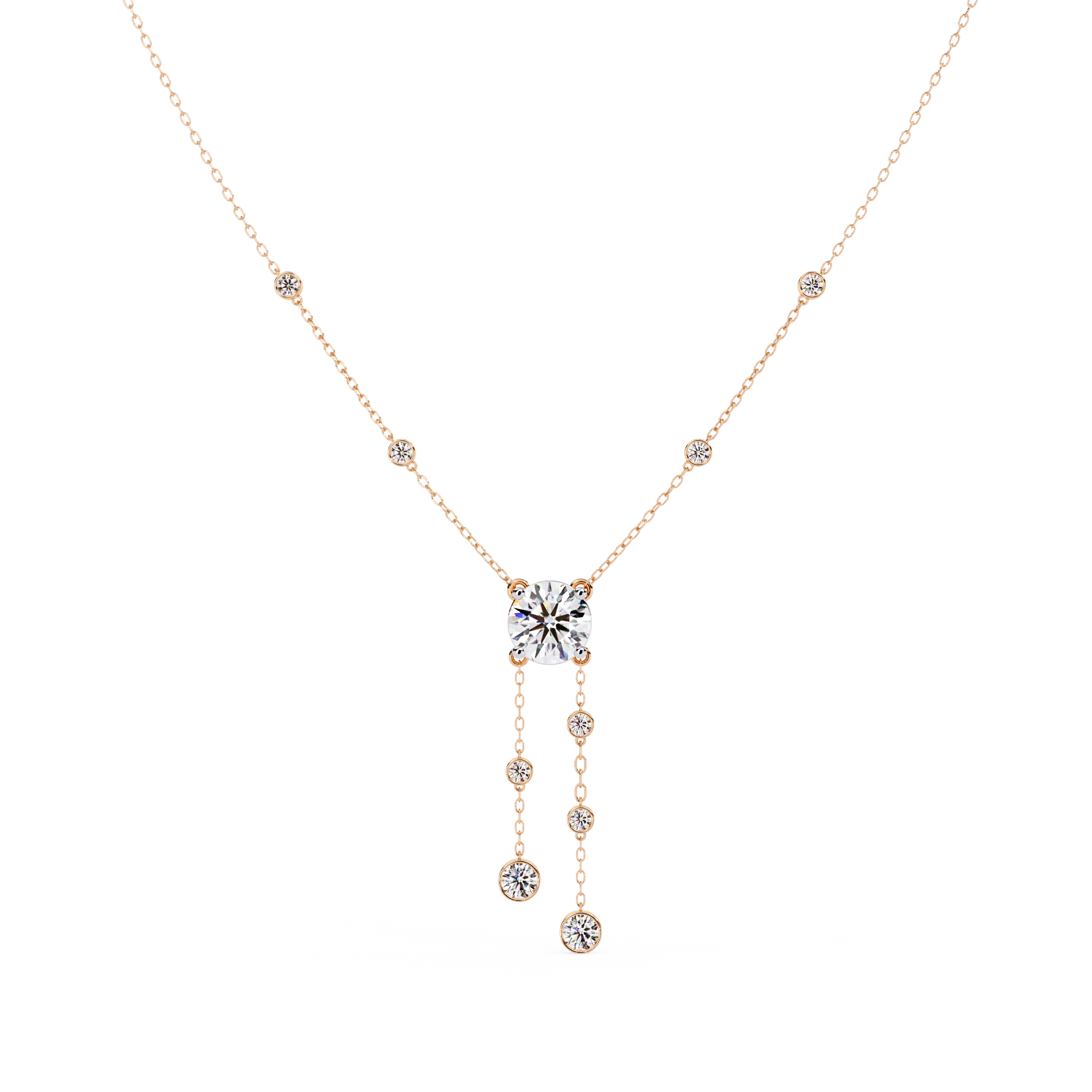 Solitairekart 0.66ct Cascading Natural Diamond Solitaire Necklace-HI Color, VS-SI Clarity