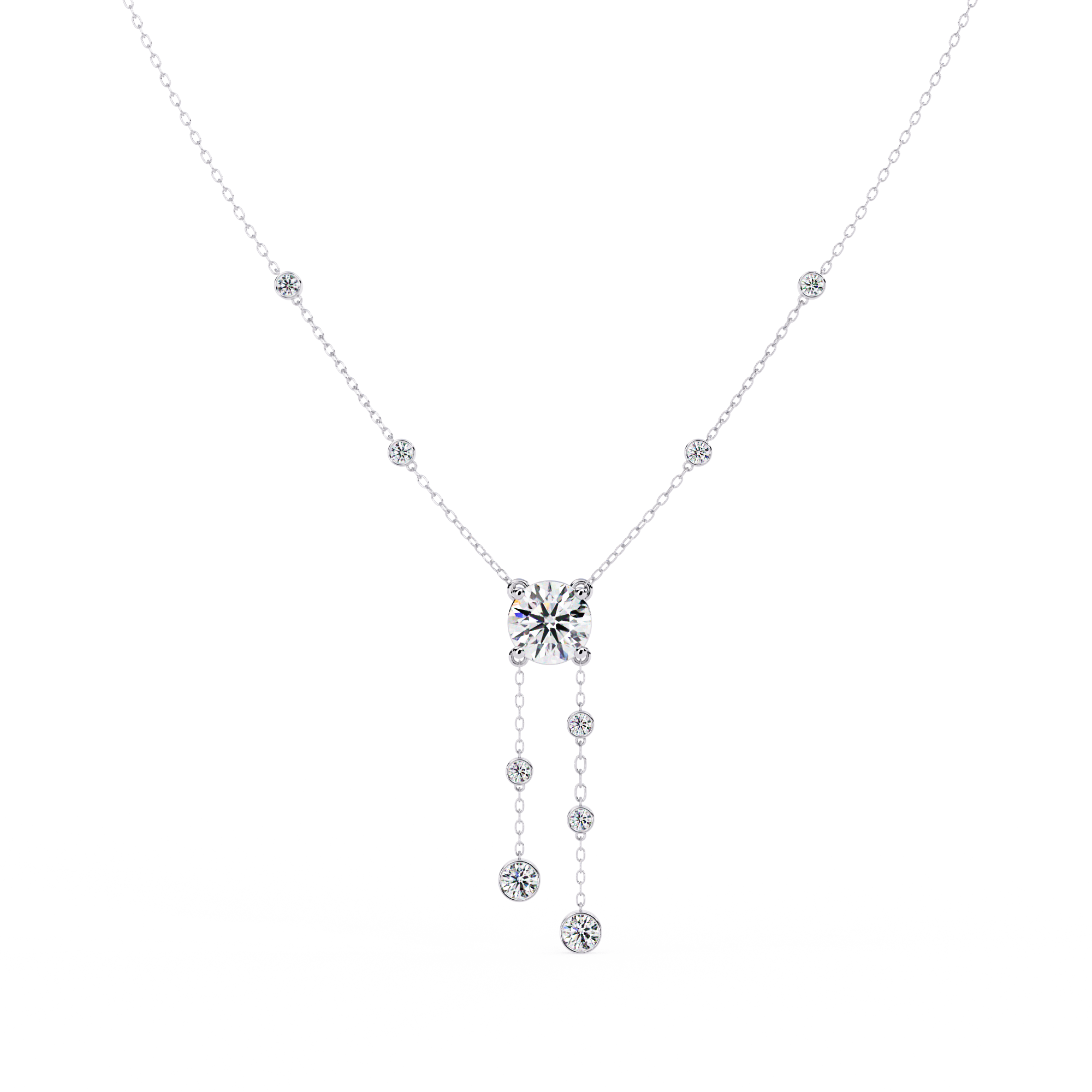Solitairekart 0.66ct Cascading Natural Diamond Solitaire Necklace-HI Color, VS-SI Clarity