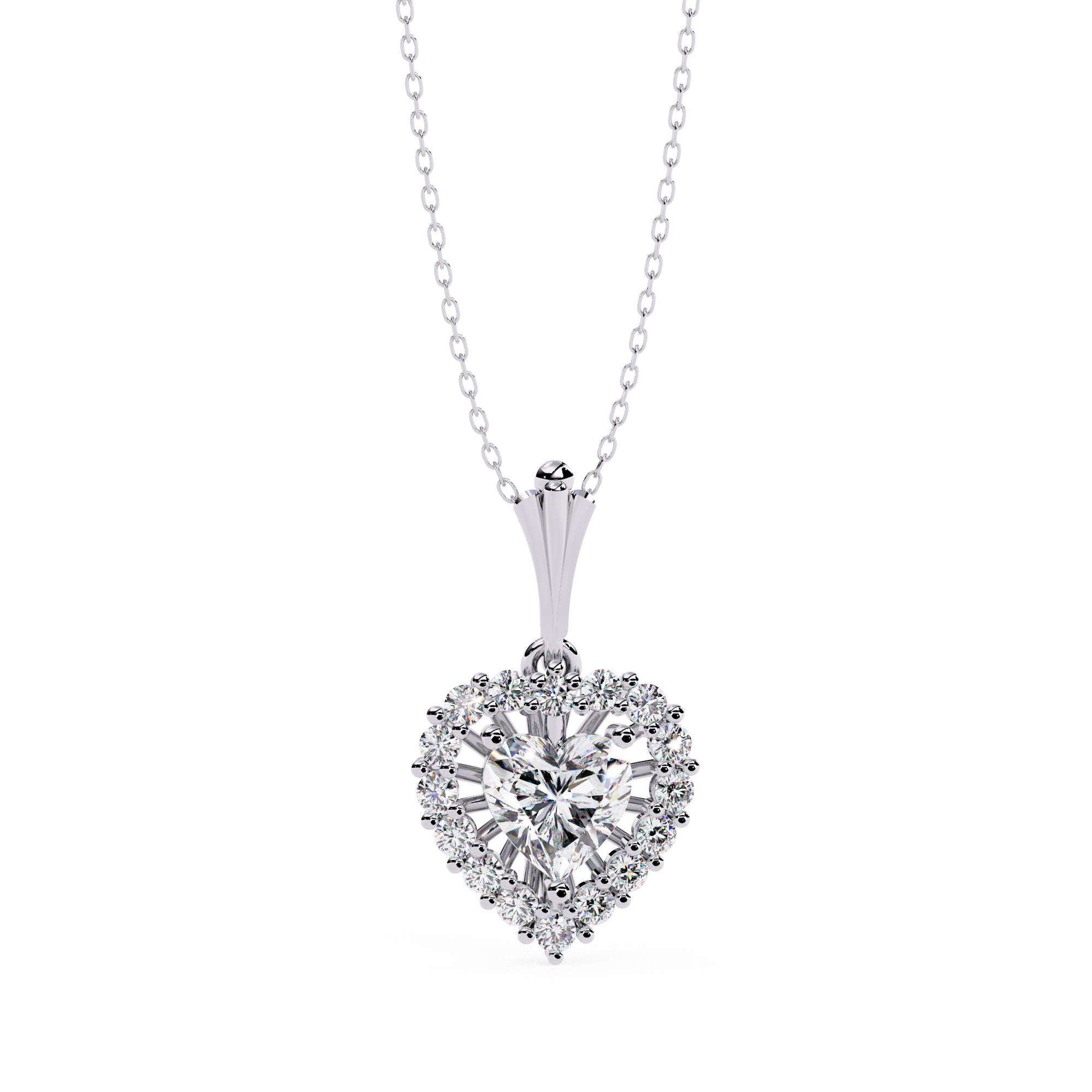 Solitairekart 0.92ct Natural Diamond Heart Cluster Pendant-H Color, VS1 Clarity