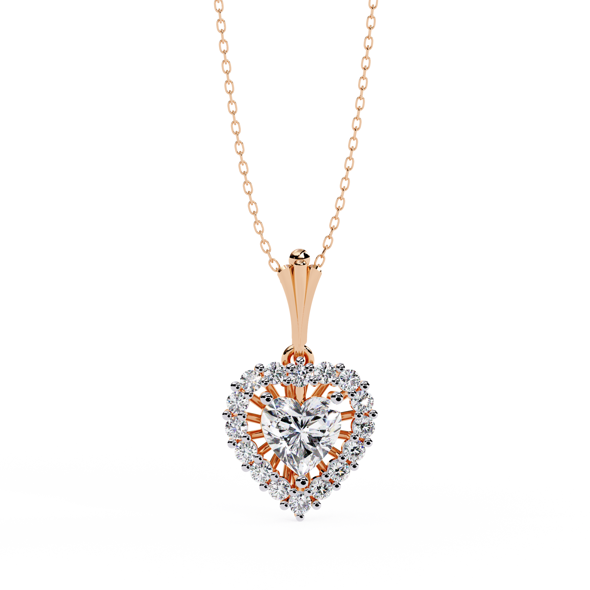 Solitairekart 0.92ct Natural Diamond Heart Cluster Pendant-H Color, VS1 Clarity