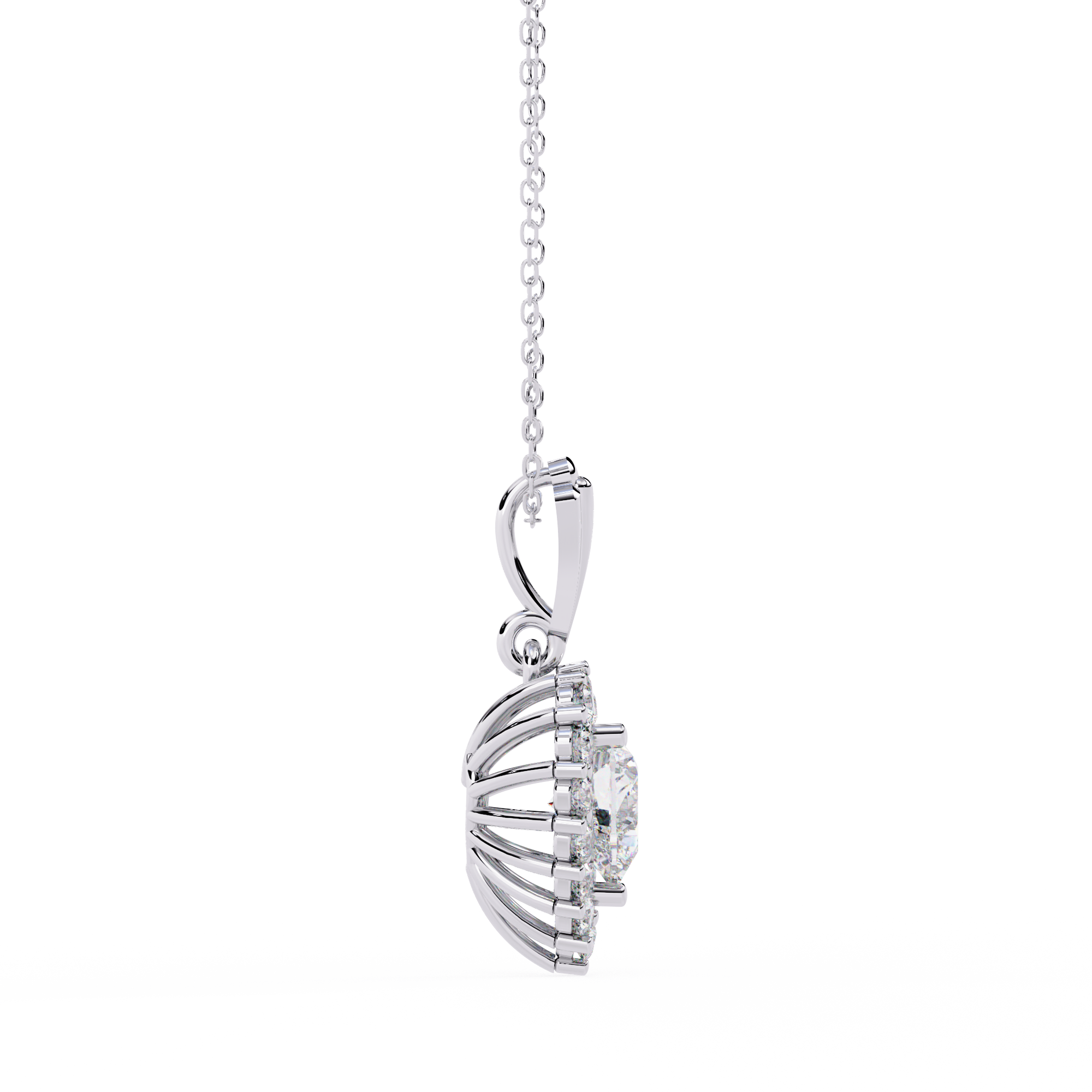 Solitairekart 0.92ct Lab Grown Diamond Heart Cluster Pendant