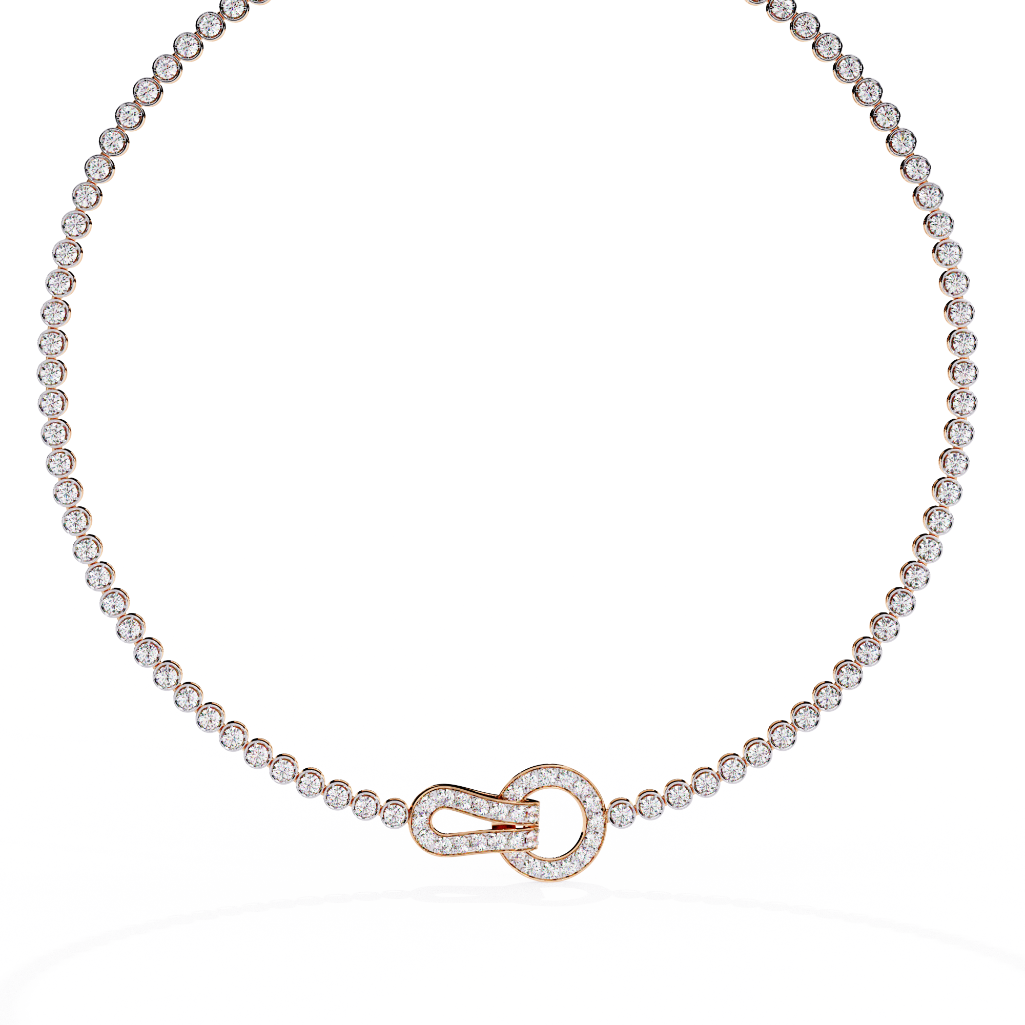 Solitairekart 6.42ct Hook And Eye Clasp Natural Diamond Tennis Necklace-HI Color, VS-SI Clarity