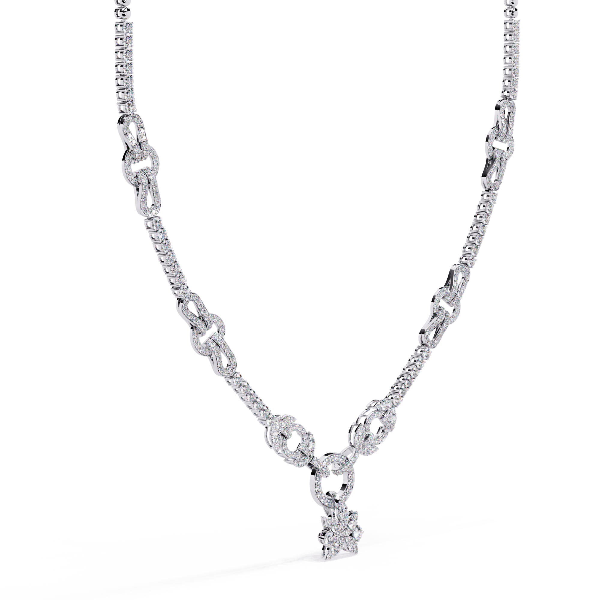 Solitairekart 5.74ct Linked Circle and Floral Lab Grown Diamond Necklace