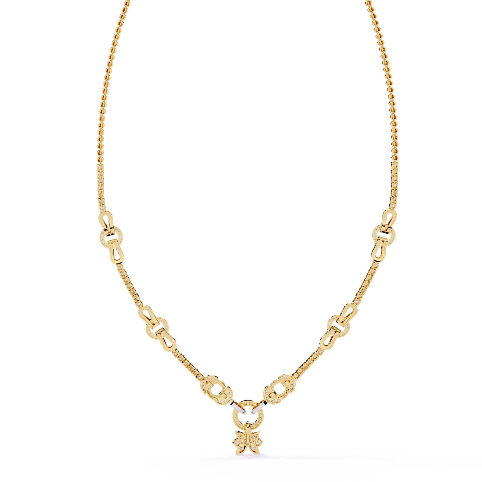 Solitairekart 5.74ct Linked Circle and Floral Lab Grown Diamond Necklace
