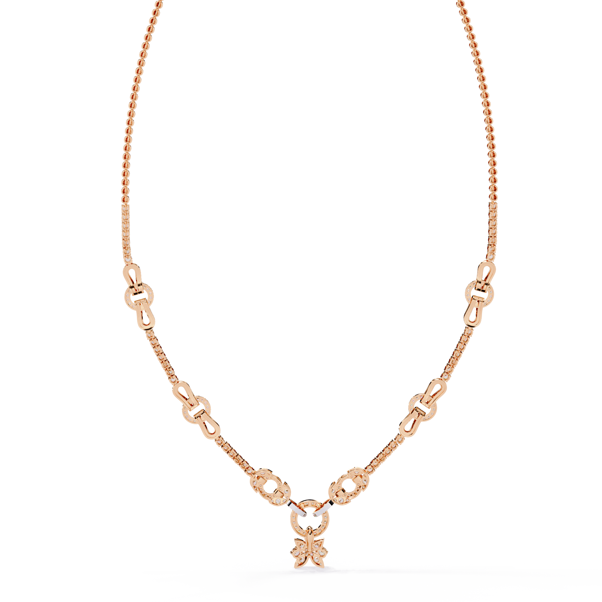 Solitairekart 5.74ct Linked Circle and Floral Lab Grown Diamond Necklace