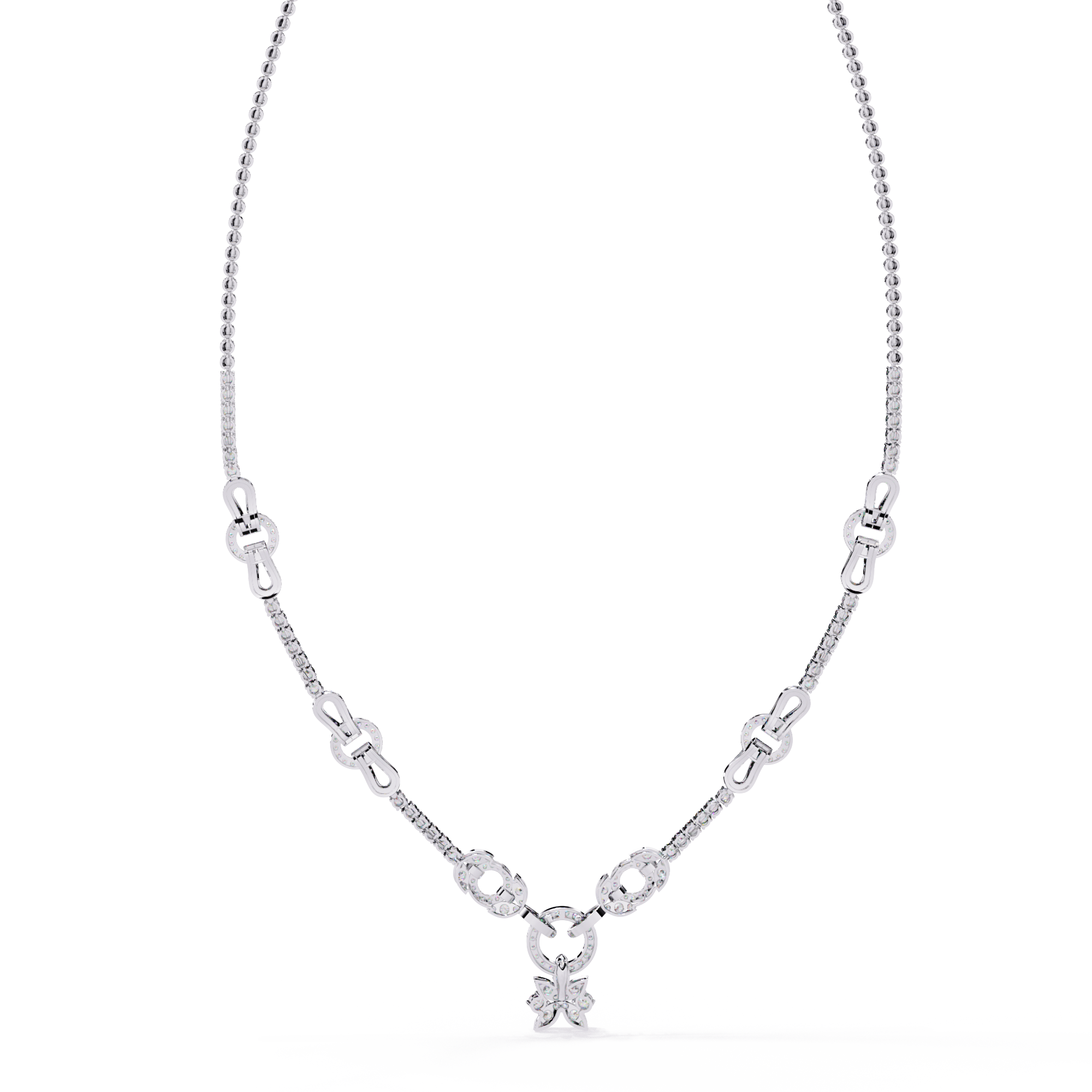 Solitairekart 5.74ct Linked Circle and Floral Natural Diamond Necklace-HI Color, VS-SI Clarity