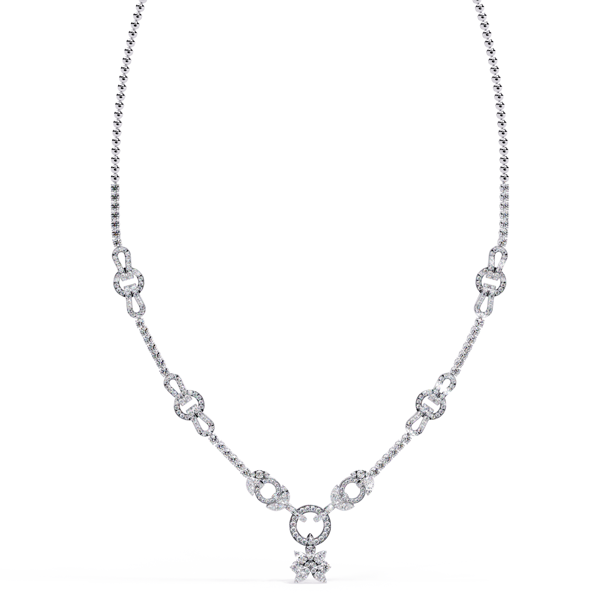Solitairekart 5.74ct Linked Circle and Floral Lab Grown Diamond Necklace