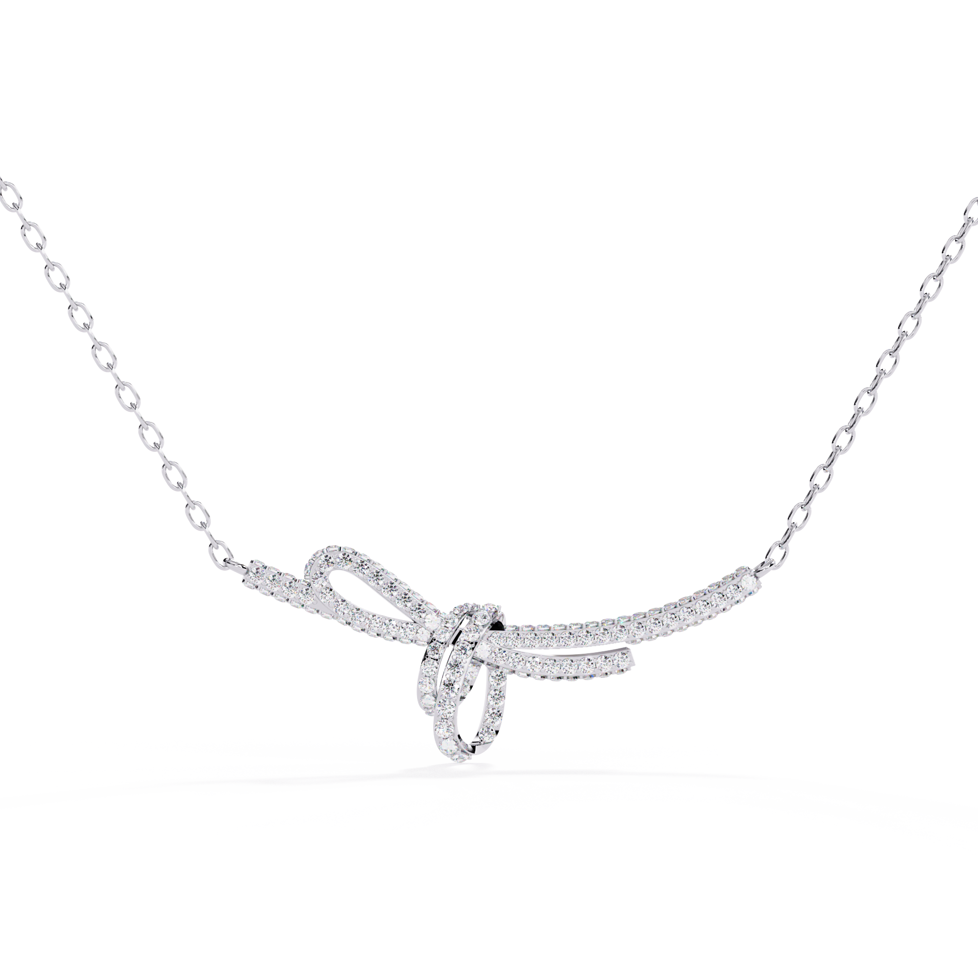 Solitairekart 0.90ct Graceful Bow Natural Diamond Necklace-HI Color, VS-SI Clarity