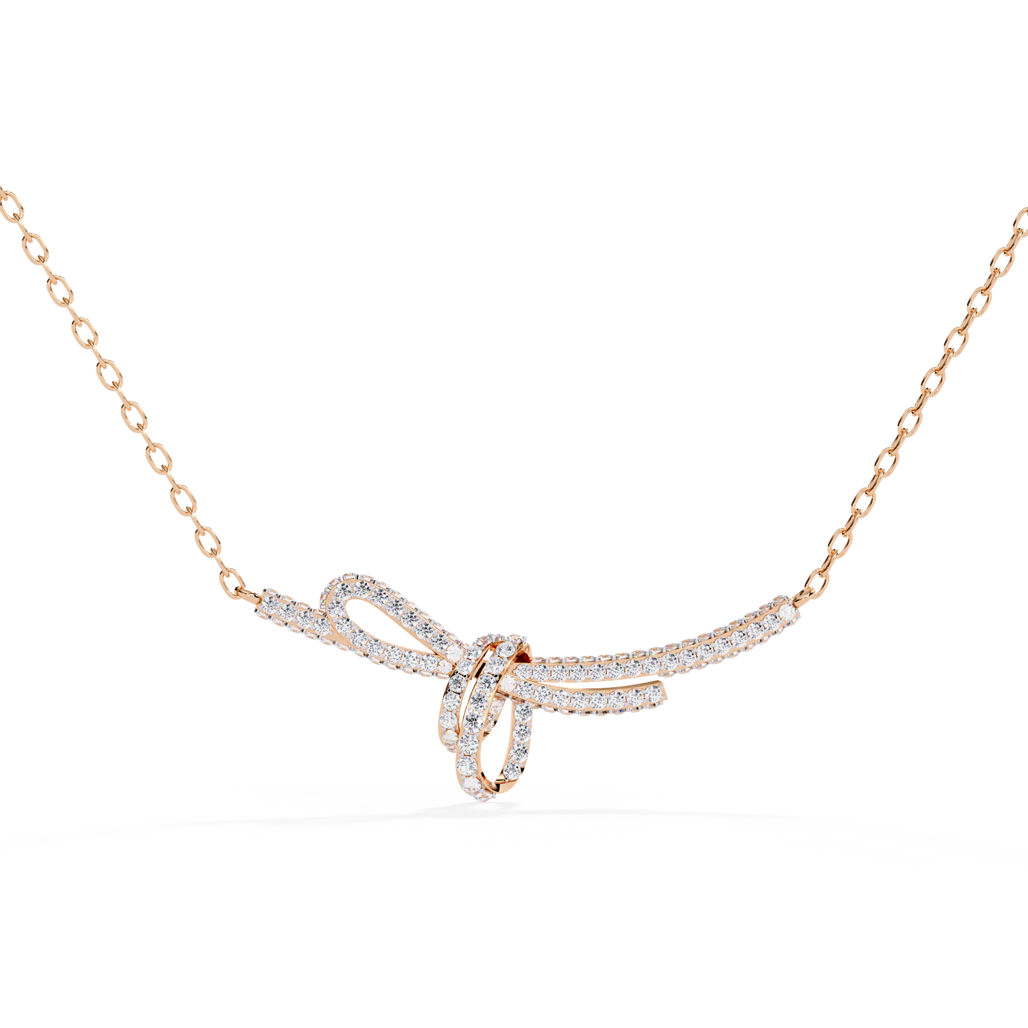 Solitairekart 0.90ct Graceful Bow Natural Diamond Necklace-HI Color, VS-SI Clarity