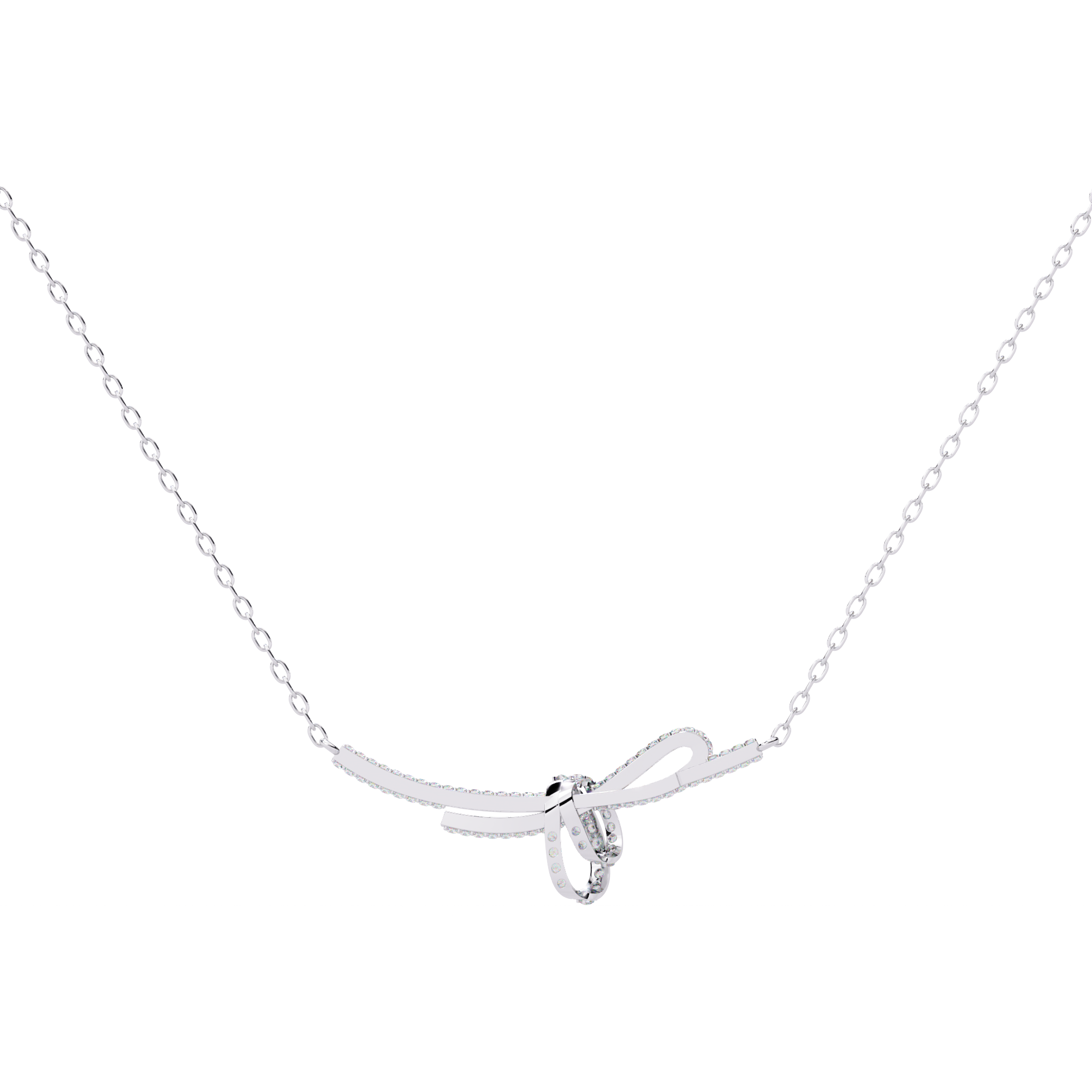 Solitairekart 0.90ct Graceful Bow Natural Diamond Necklace-HI Color, VS-SI Clarity
