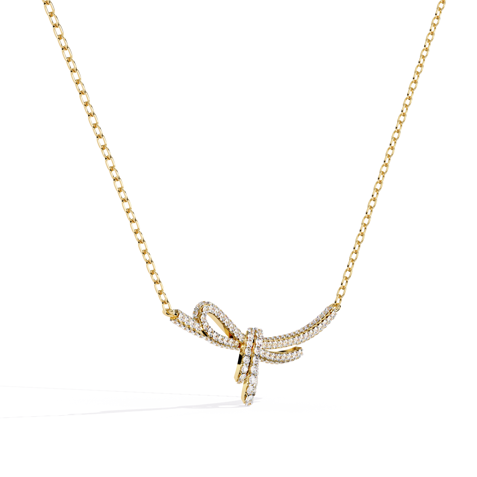 Solitairekart 0.90ct Graceful Bow Natural Diamond Necklace-HI Color, VS-SI Clarity
