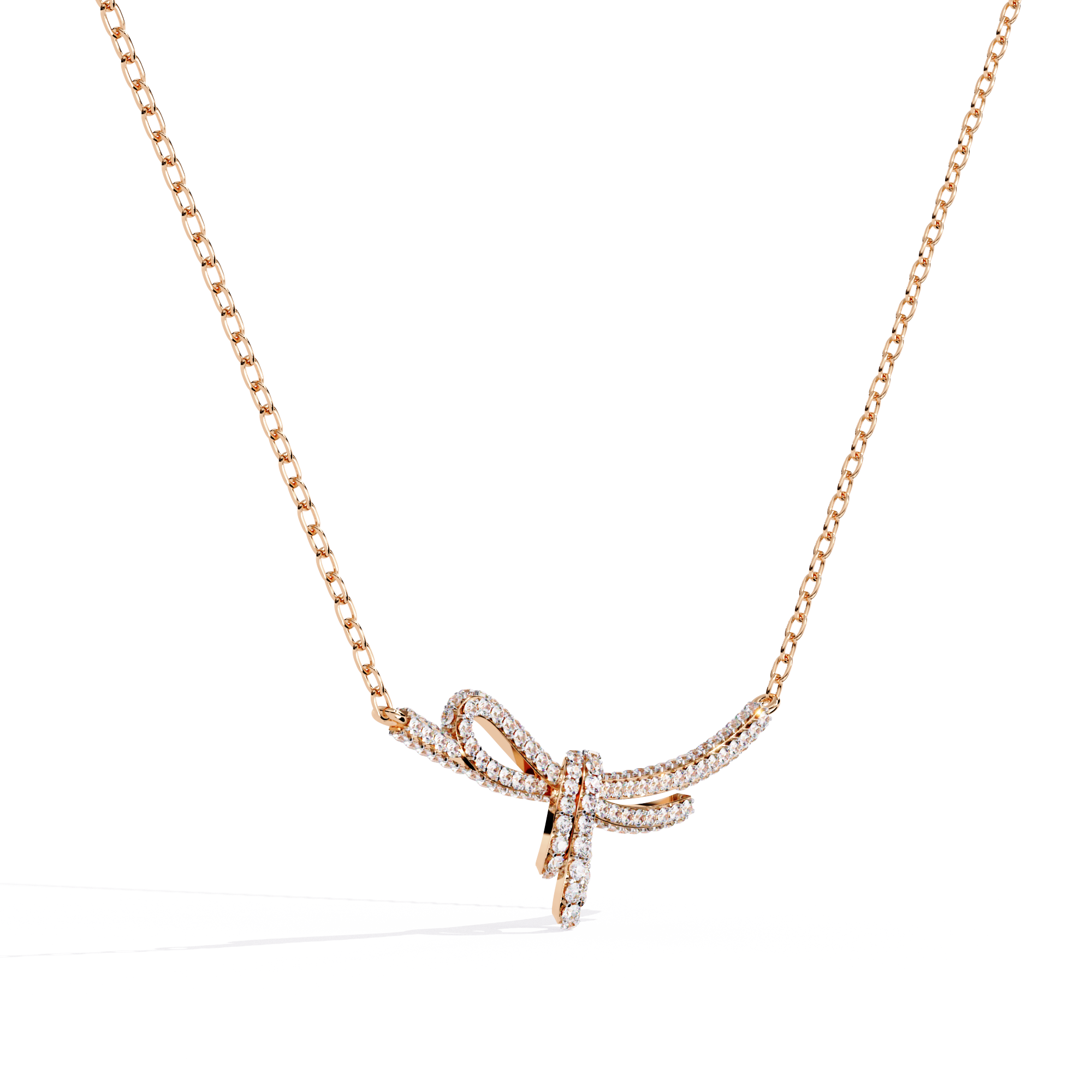 Solitairekart 0.90ct Graceful Bow Natural Diamond Necklace-HI Color, VS-SI Clarity