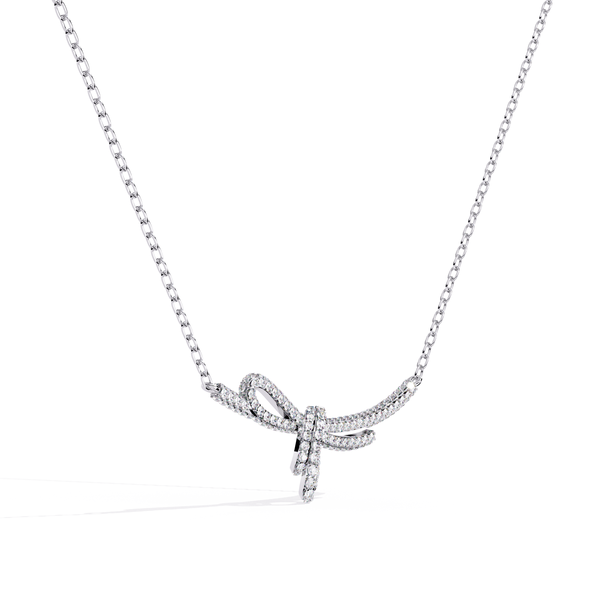 Solitairekart 0.90ct Graceful Bow Natural Diamond Necklace-HI Color, VS-SI Clarity