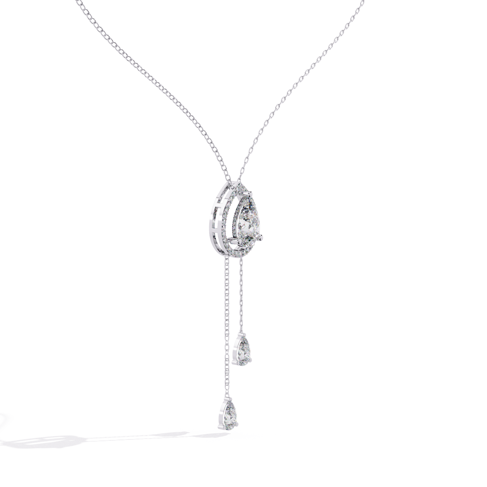 Solitairekart 1.81ct Double Drop Natural Diamond Pendant Necklace-H Color, VS1 Clarity