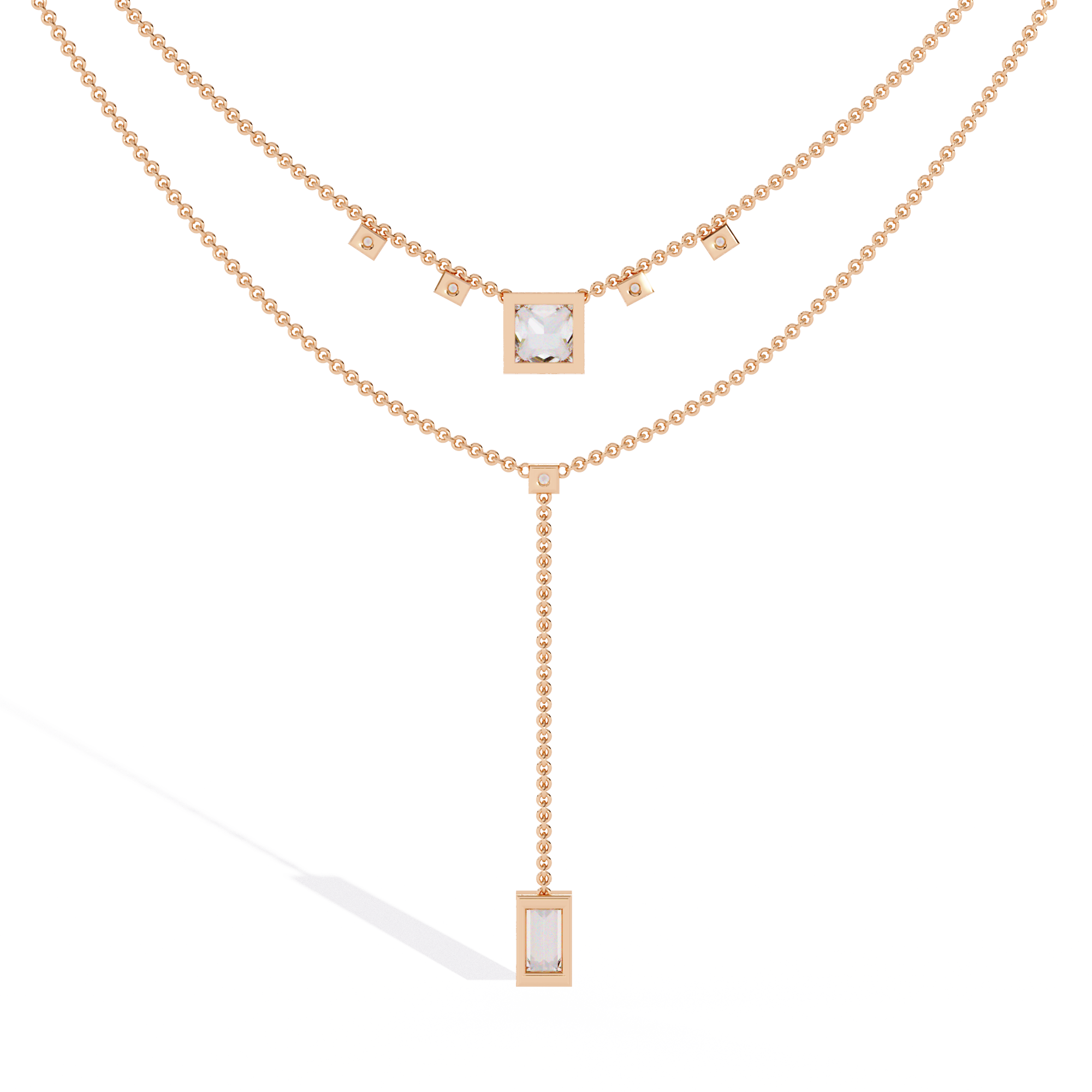 Solitairekart 3.44ct  Lab Grown Diamond Geometric Drop Y Necklace
