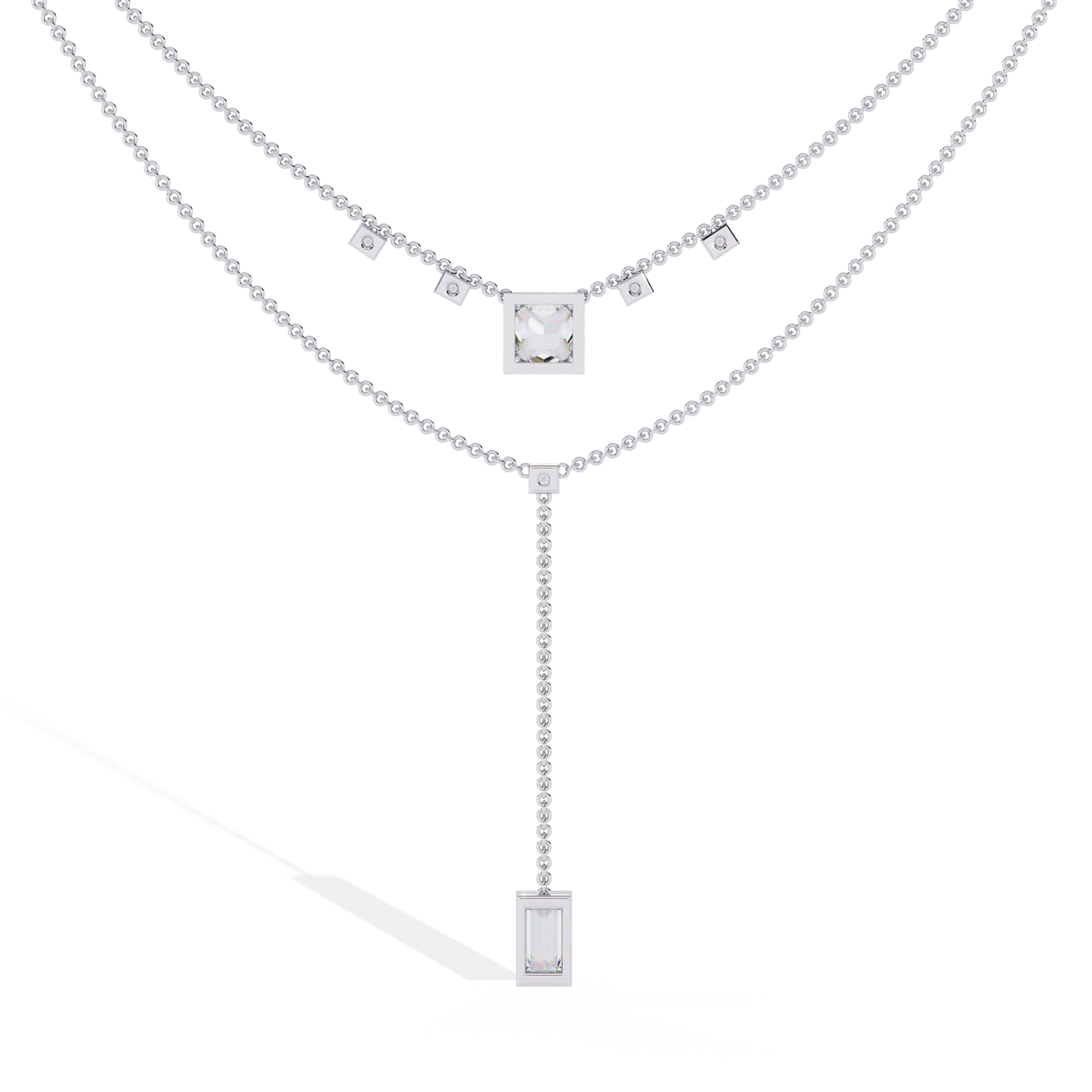 Solitairekart 3.44ct Natural Diamond Geometric Drop Y Necklace-H Color, VS1 Clarity