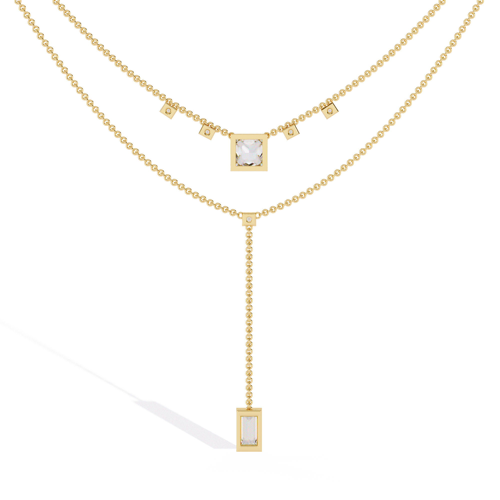 Solitairekart 3.44ct Natural Diamond Geometric Drop Y Necklace-H Color, VS1 Clarity