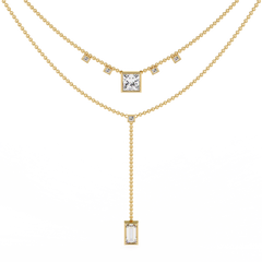 Solitairekart 3.44ct Natural Diamond Geometric Drop Y Necklace-J Color, VS1 Clarity