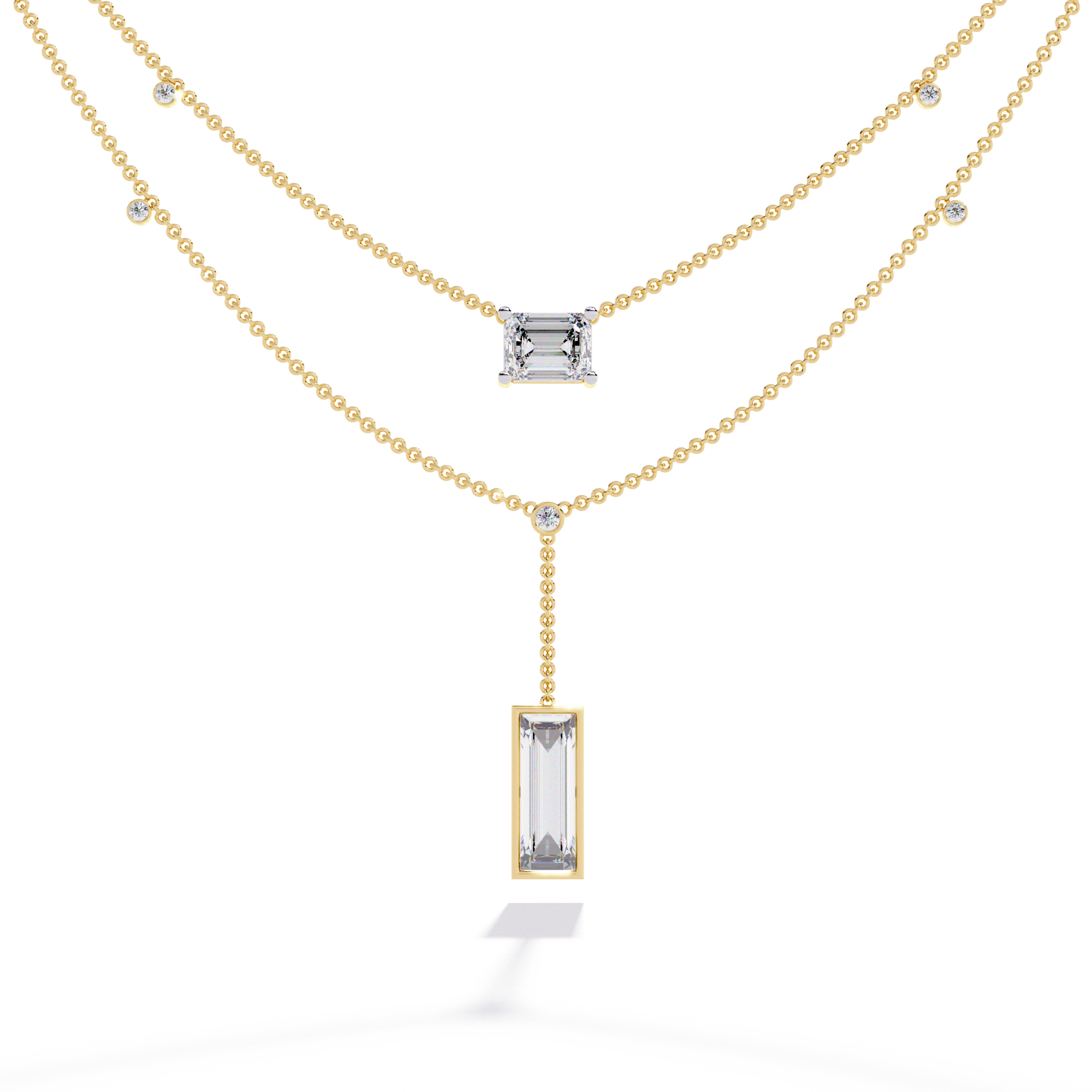 Solitairekart 5.47ct Emerald Cut Drop Diamond Necklace-H Color, VS1 Clarity