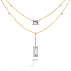 Solitairekart 5.47ct Emerald Cut Drop Diamond Necklace-H Color, SI2 Clarity