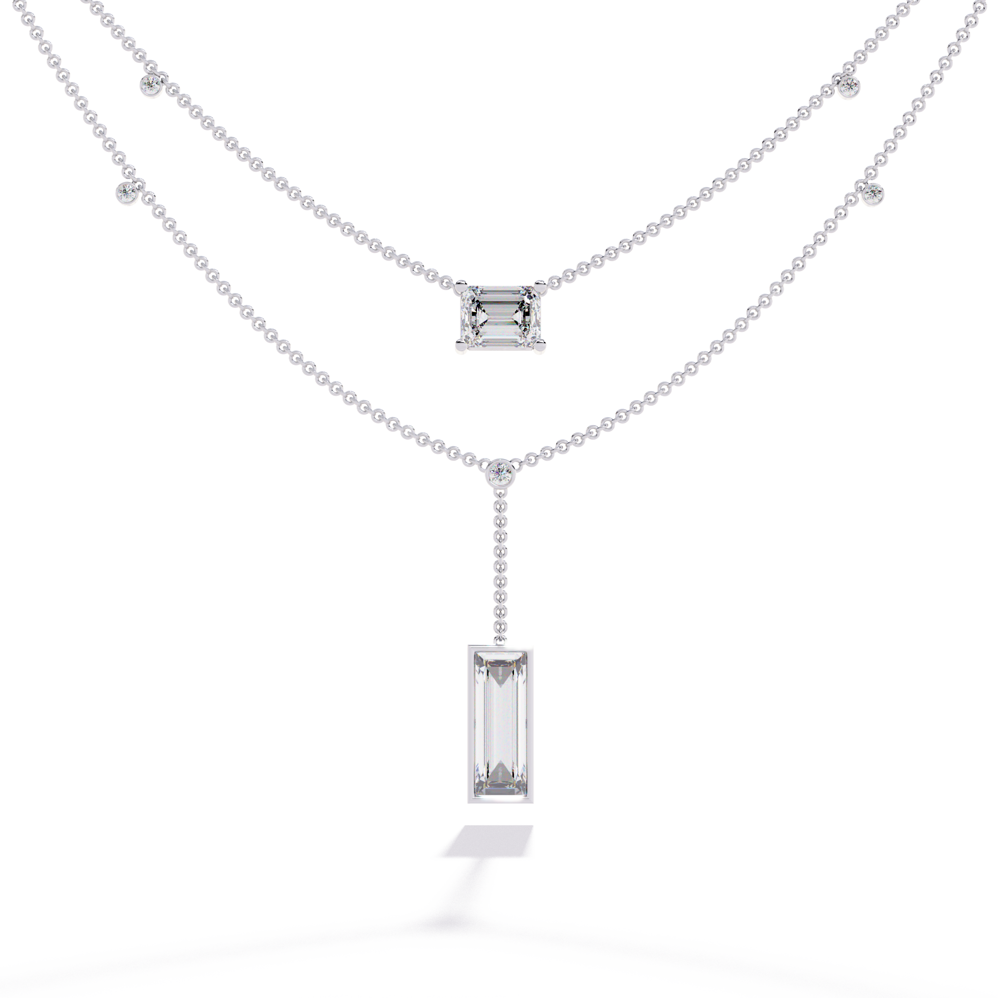 Solitairekart 5.47ct Emerald Cut Drop Diamond Necklace-H Color, VS1 Clarity