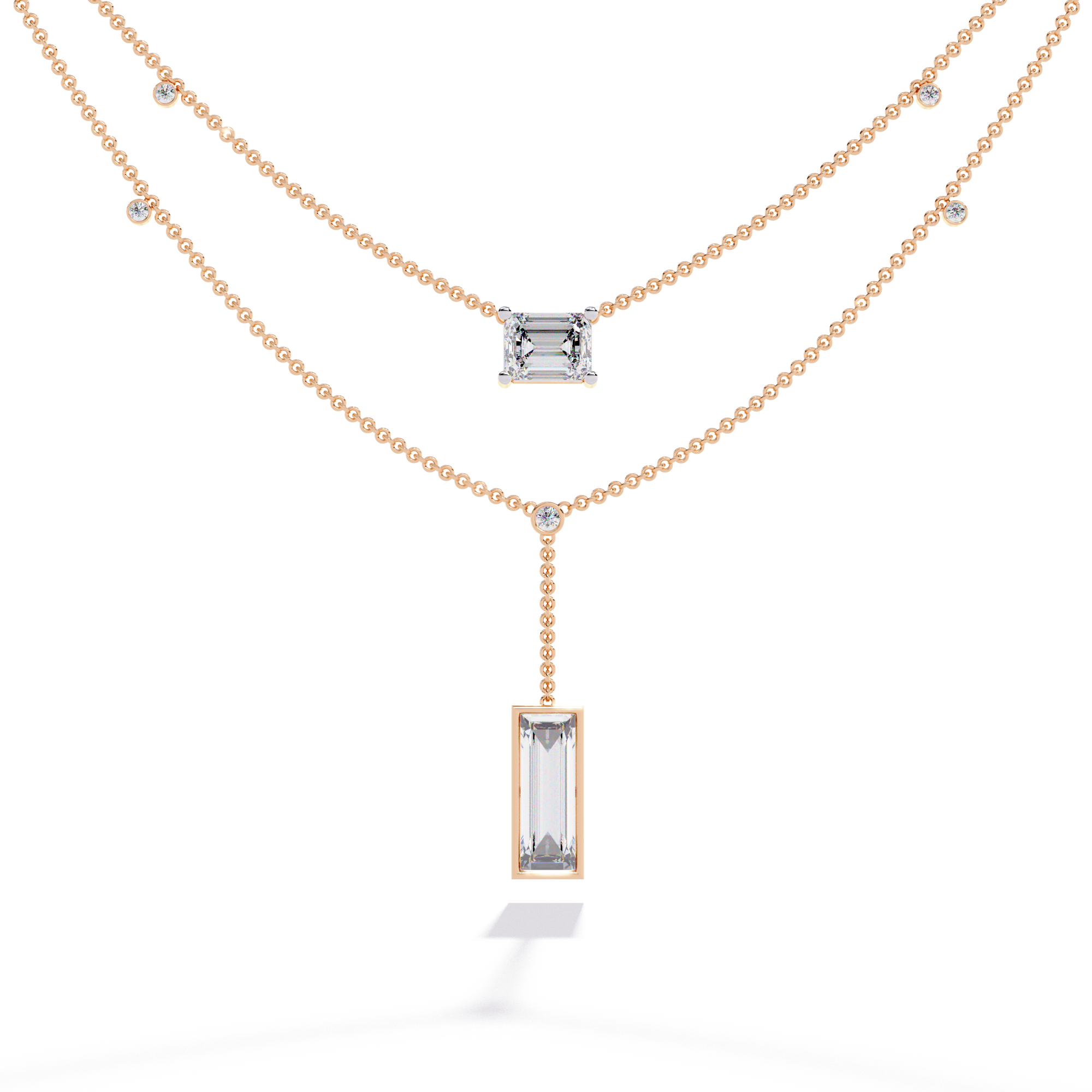 Solitairekart 5.47ct Emerald Cut Drop Diamond Necklace-H Color, VS1 Clarity