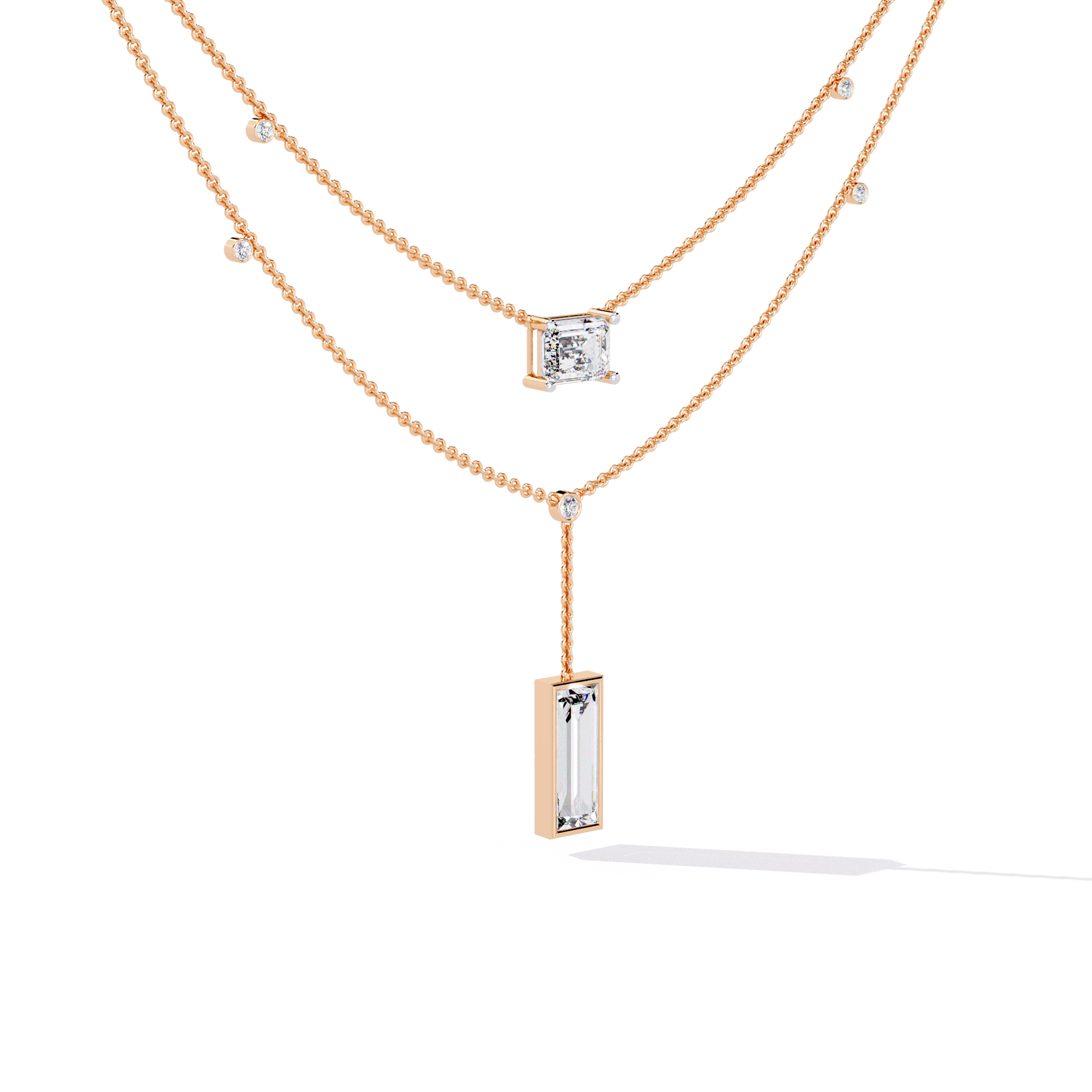 Solitairekart 5.47ct Emerald Cut Drop Lab Grown Diamond Necklace