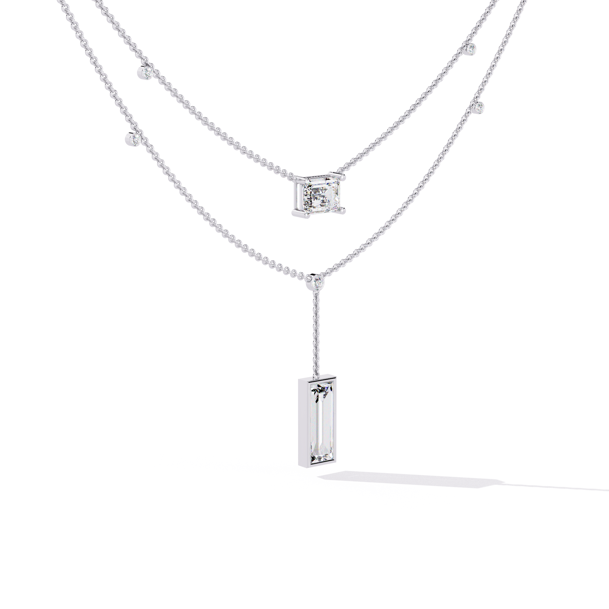 Solitairekart 5.47ct Emerald Cut Drop Diamond Necklace-H Color, VS1 Clarity