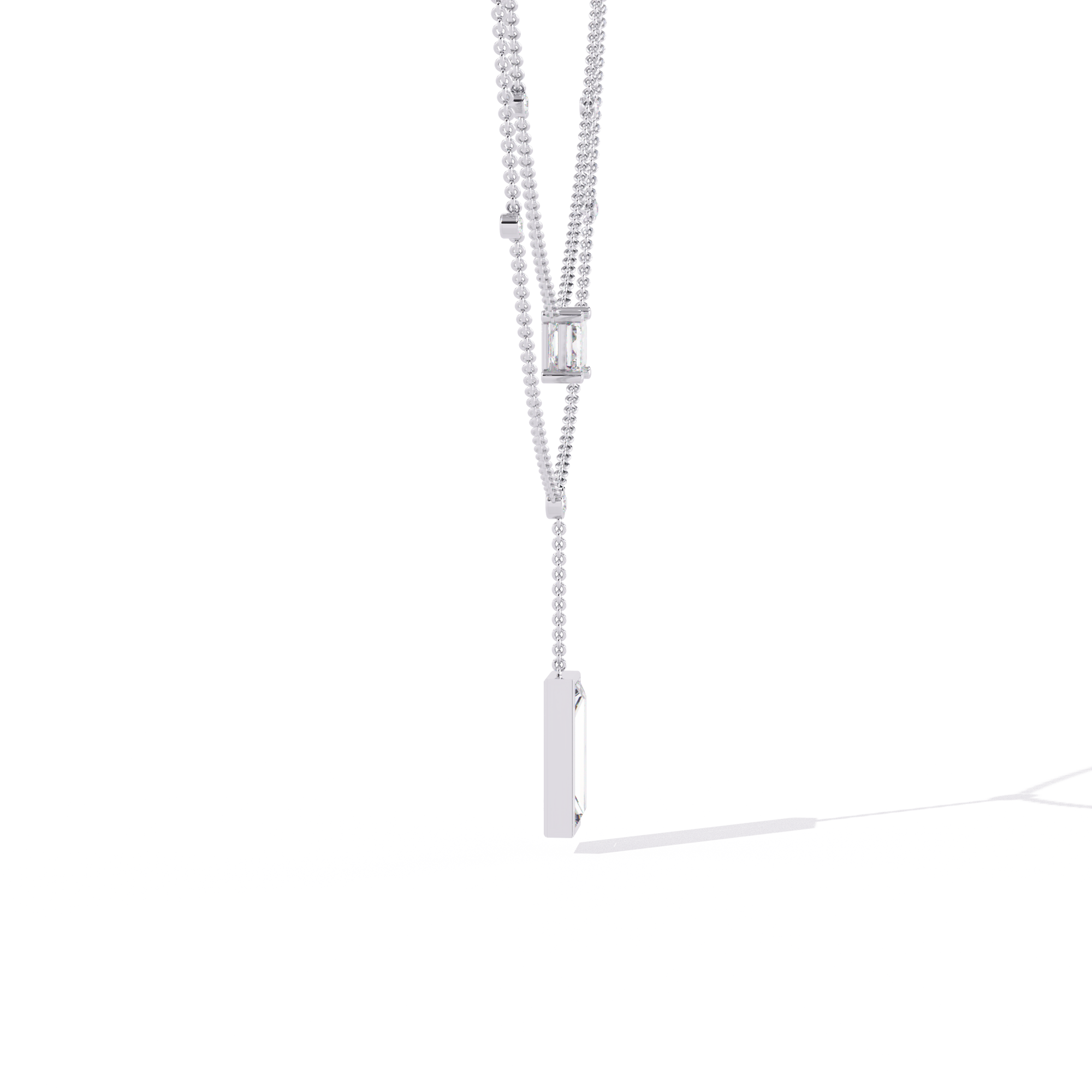 Solitairekart 5.47ct Emerald Cut Drop Diamond Necklace-H Color, VS1 Clarity