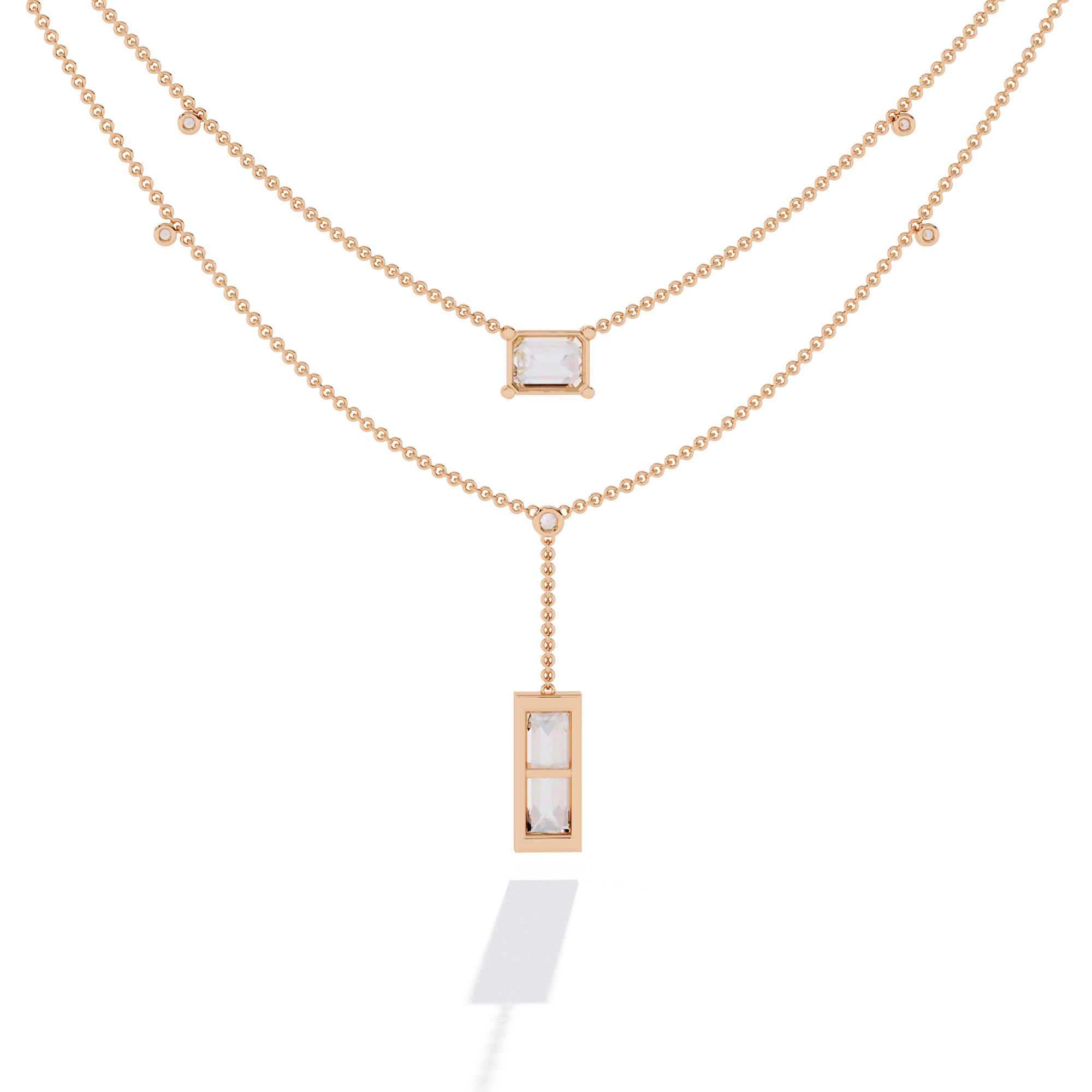 Solitairekart 5.47ct Emerald Cut Drop Diamond Necklace-H Color, VS1 Clarity