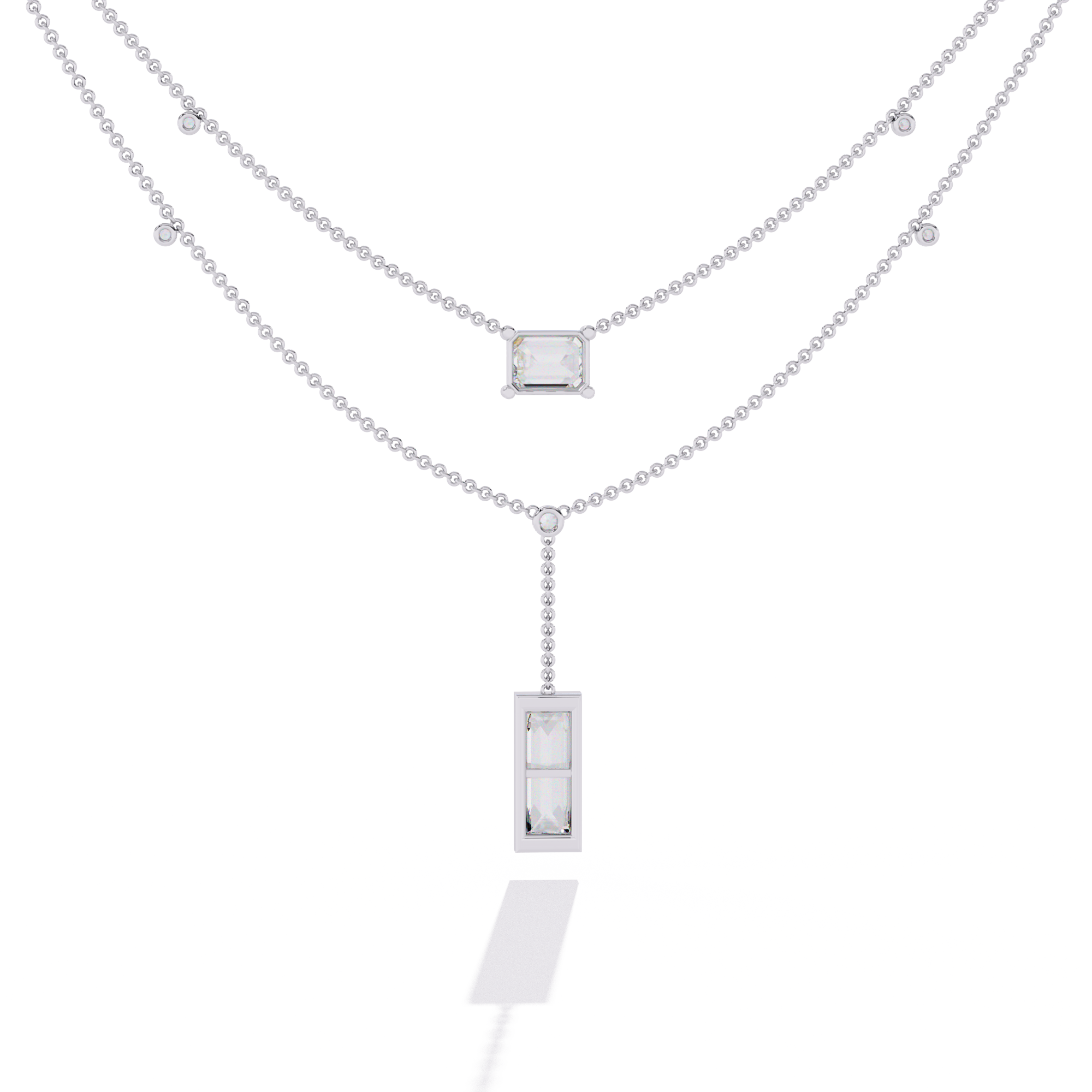 Solitairekart 5.47ct Emerald Cut Drop Diamond Necklace-H Color, VS1 Clarity