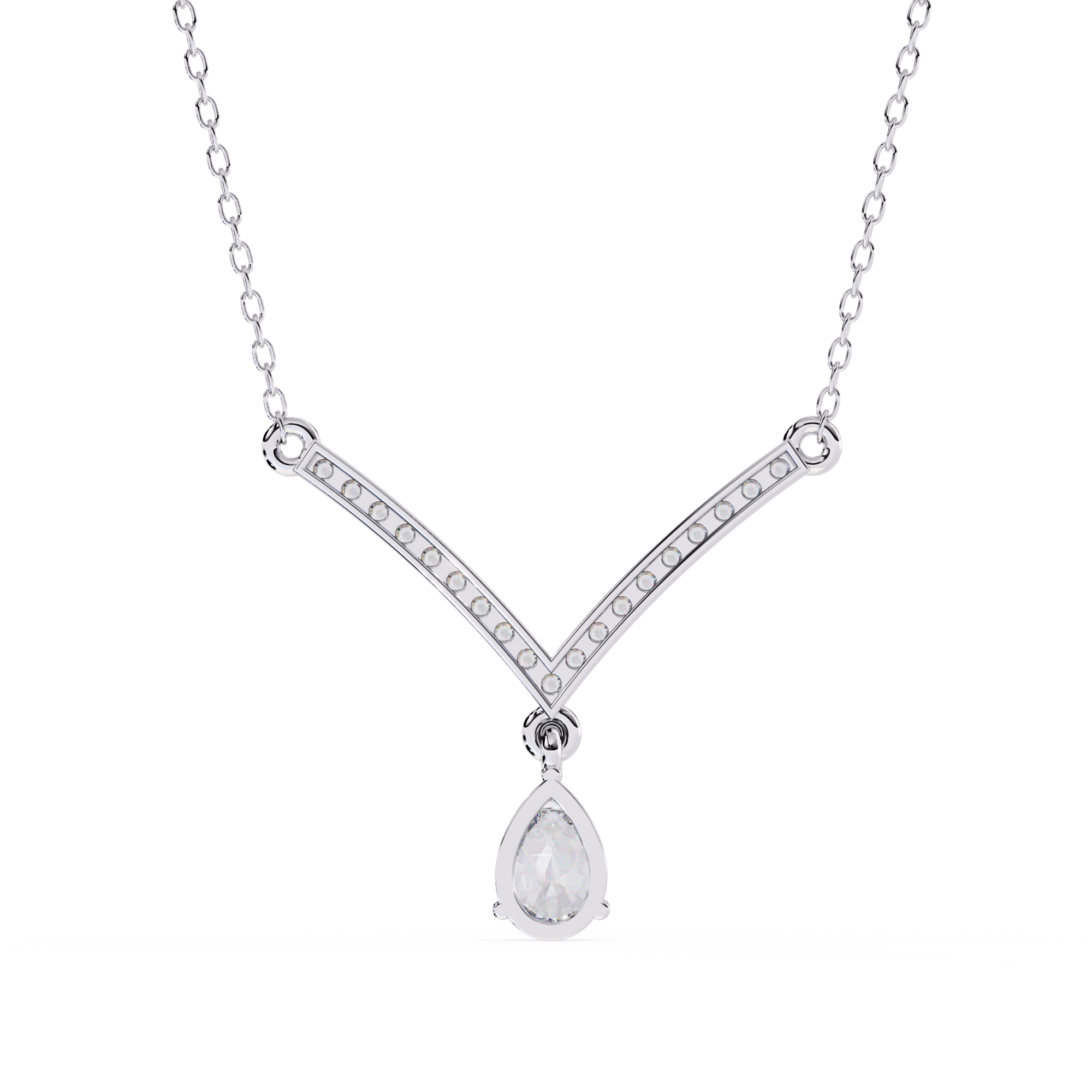 Solitairekart 0.48ct V-Line Drop Natural Diamond Necklace-HI Color, VS-SI Clarity